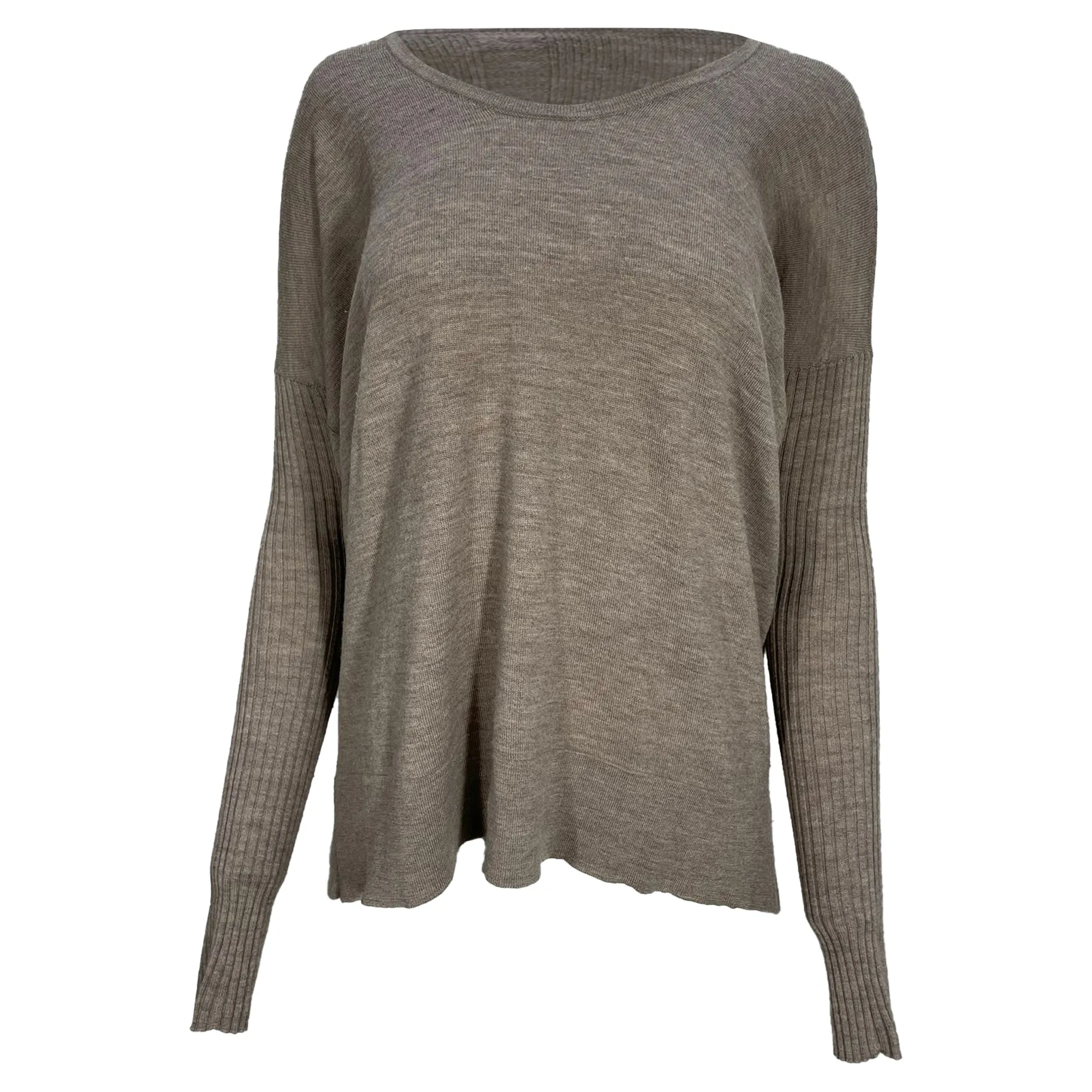 Le pull col rond The Row en laine marron