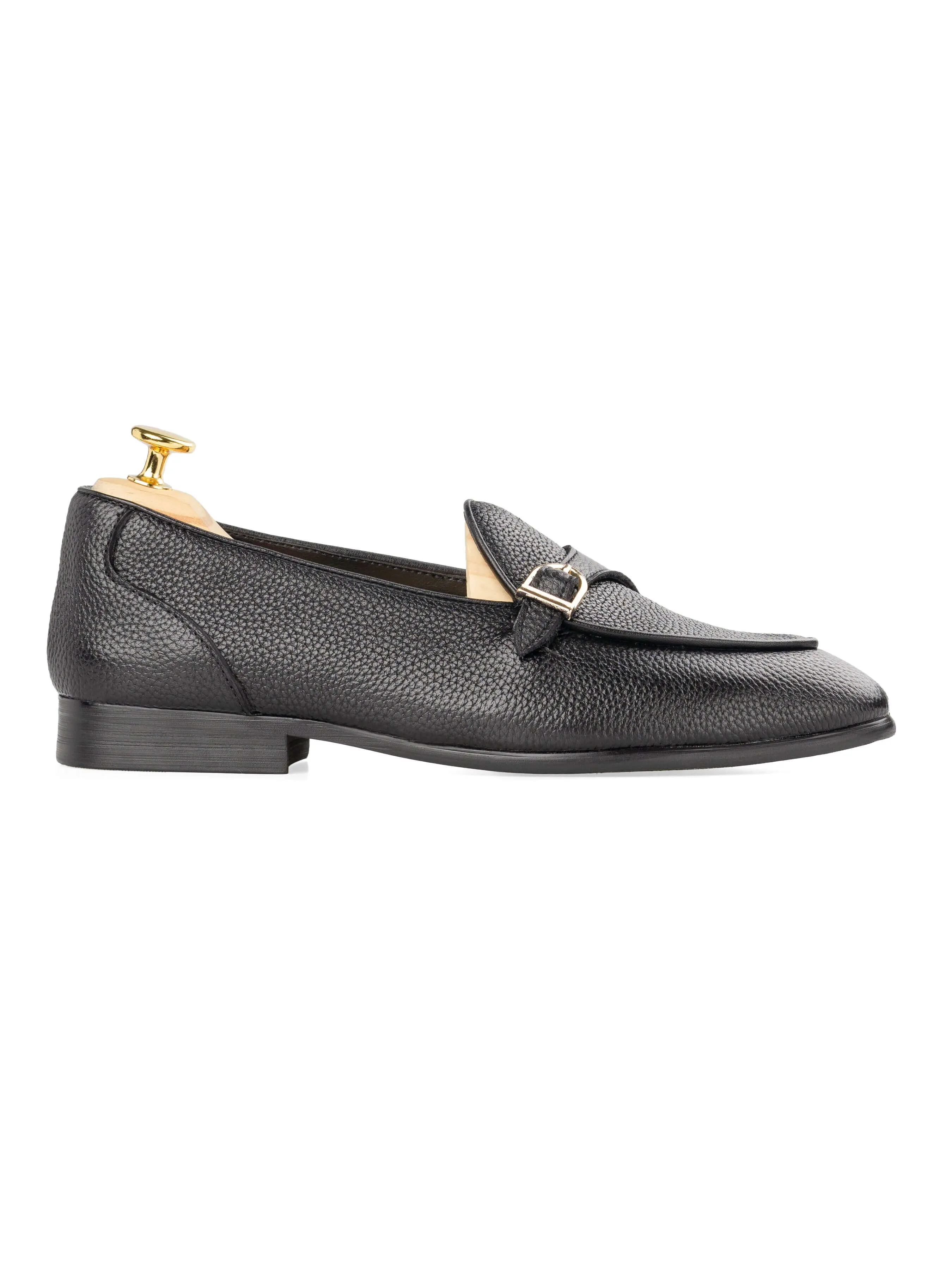Black Friday Exclusive Theo Belgian Loafer - Black Pebble Single Strap