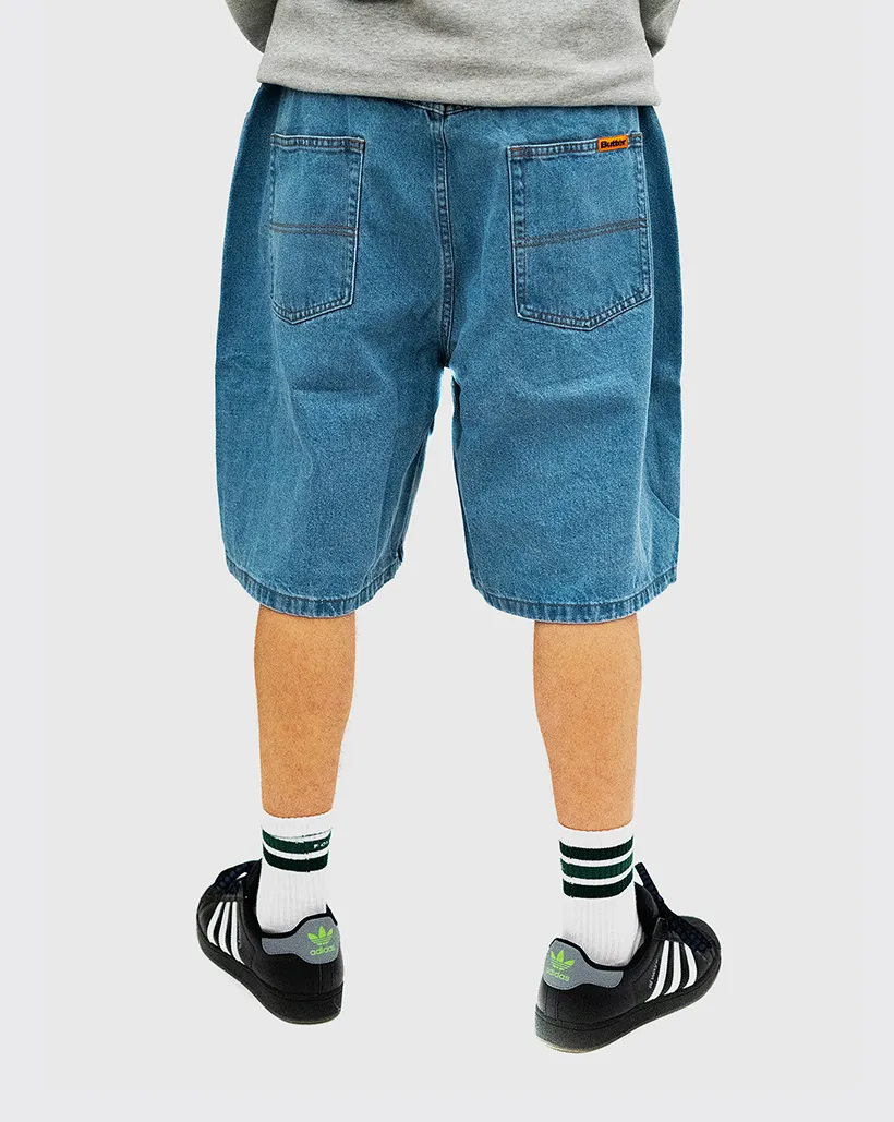 Butter Goods Baggy Denim Shorts - Washed Indigo Fur Texture Anti Pilling Socks Design Wear