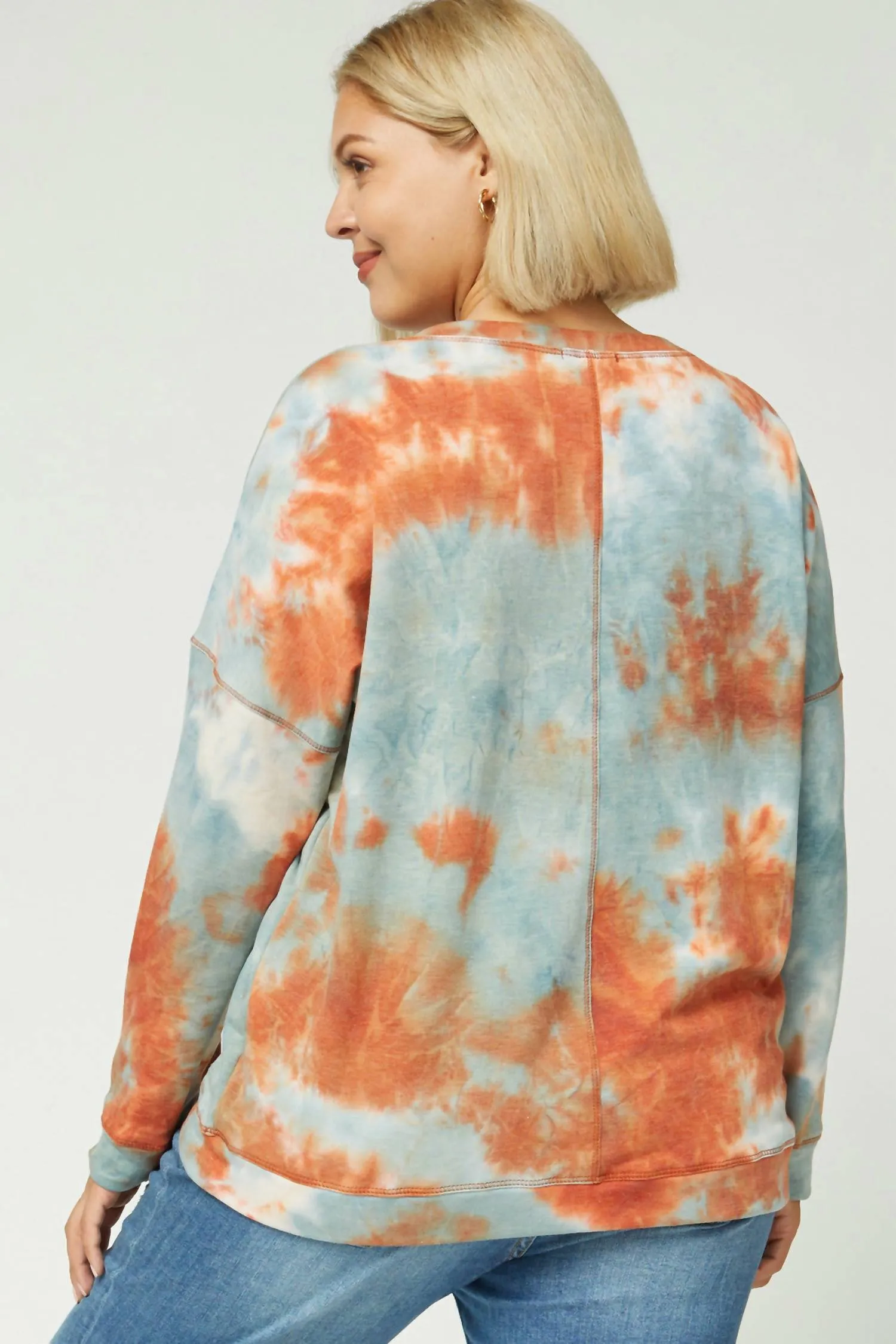 Pull à motifs tie-dye - Taille plus en citrouille et bleu