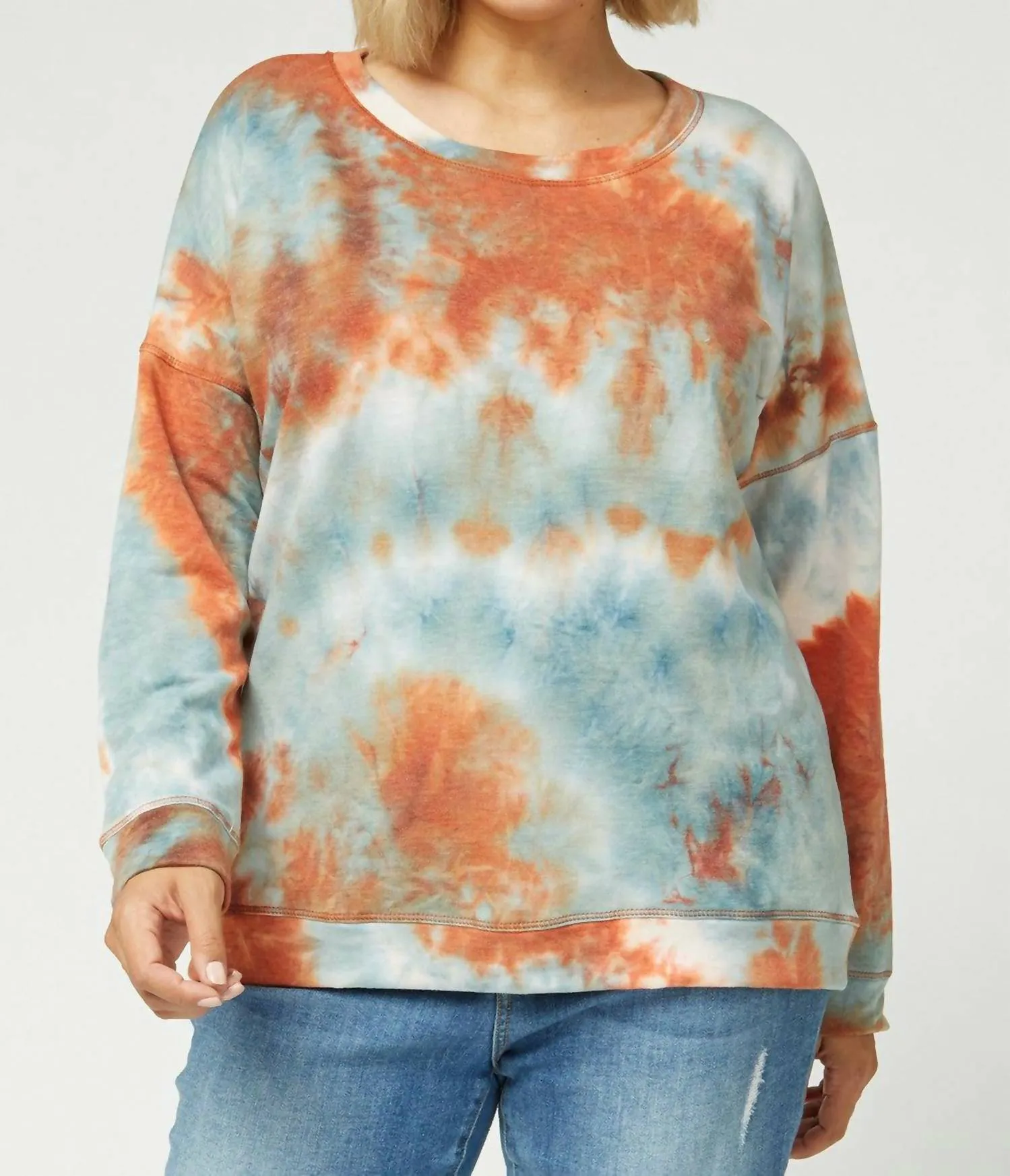 Pull à motifs tie-dye - Taille plus en citrouille et bleu