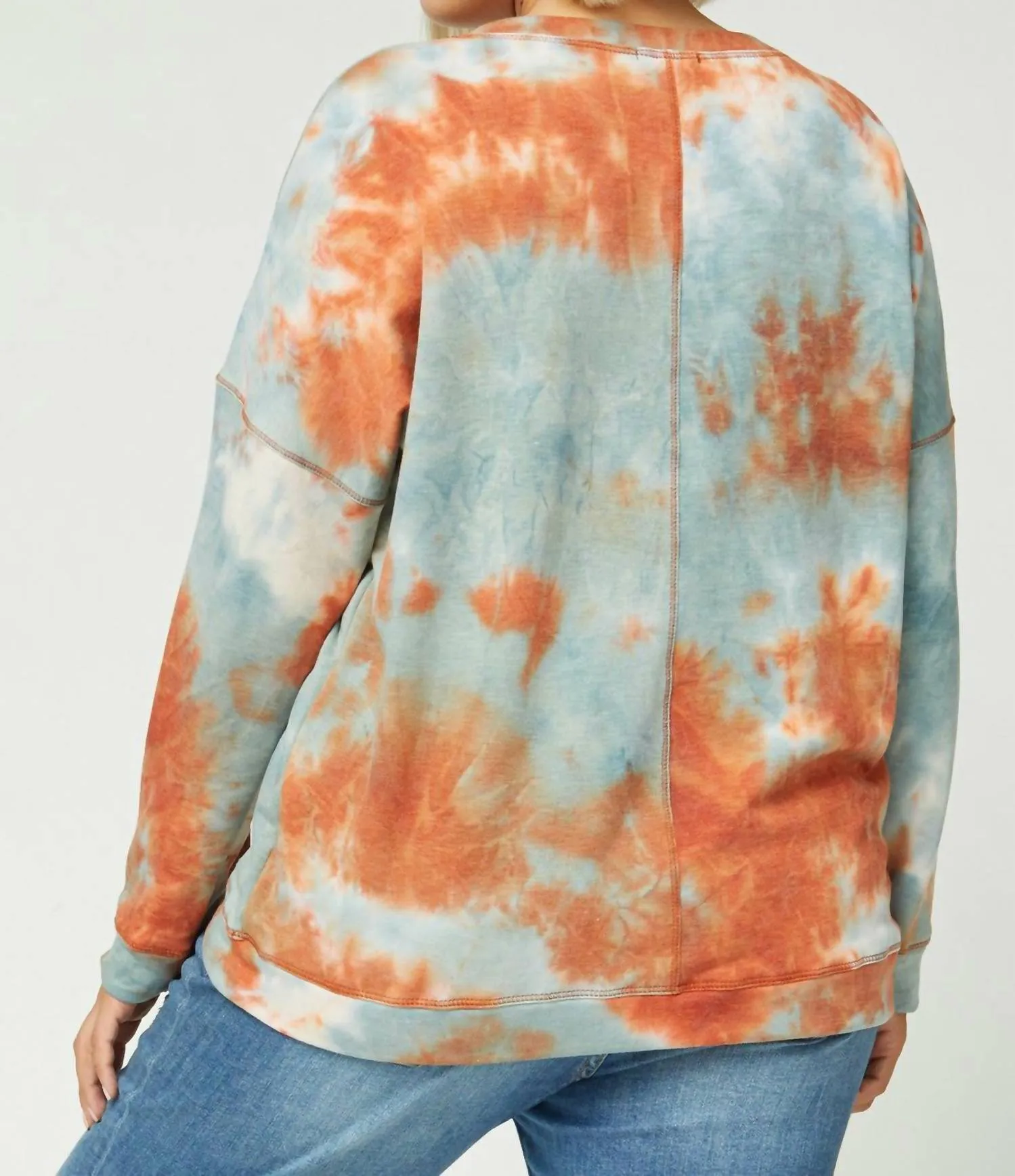 Pull à motifs tie-dye - Taille plus en citrouille et bleu