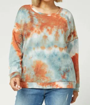 Pull à motifs tie-dye - Taille plus en citrouille et bleu