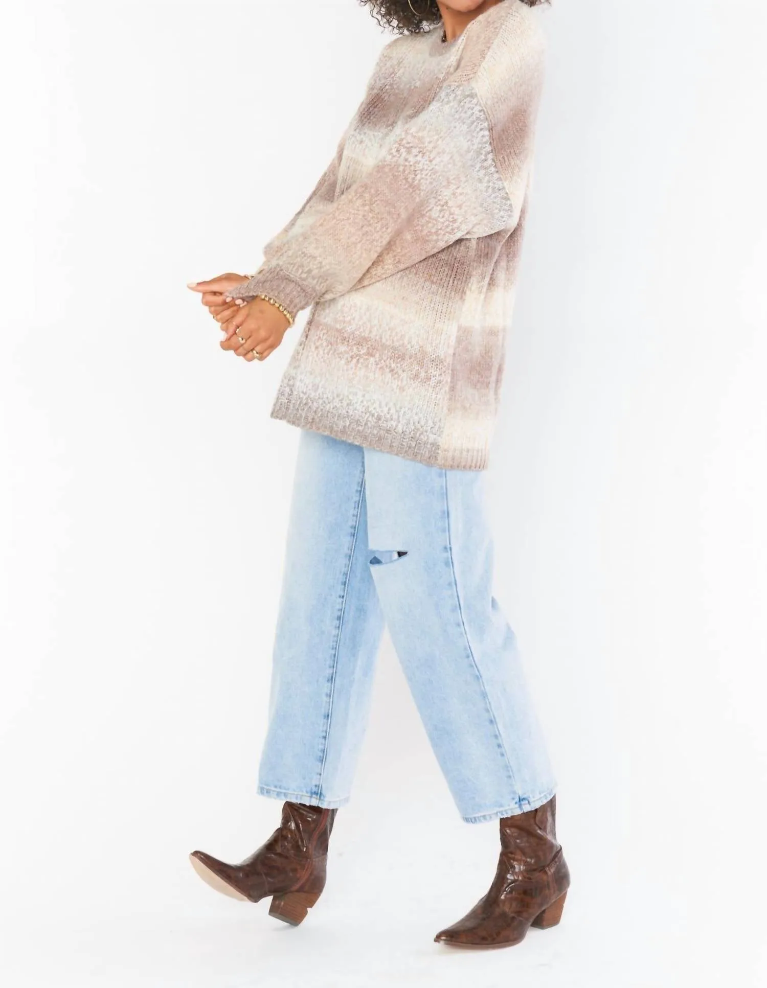 Pull Timothy Tunic en maille space dye neutre