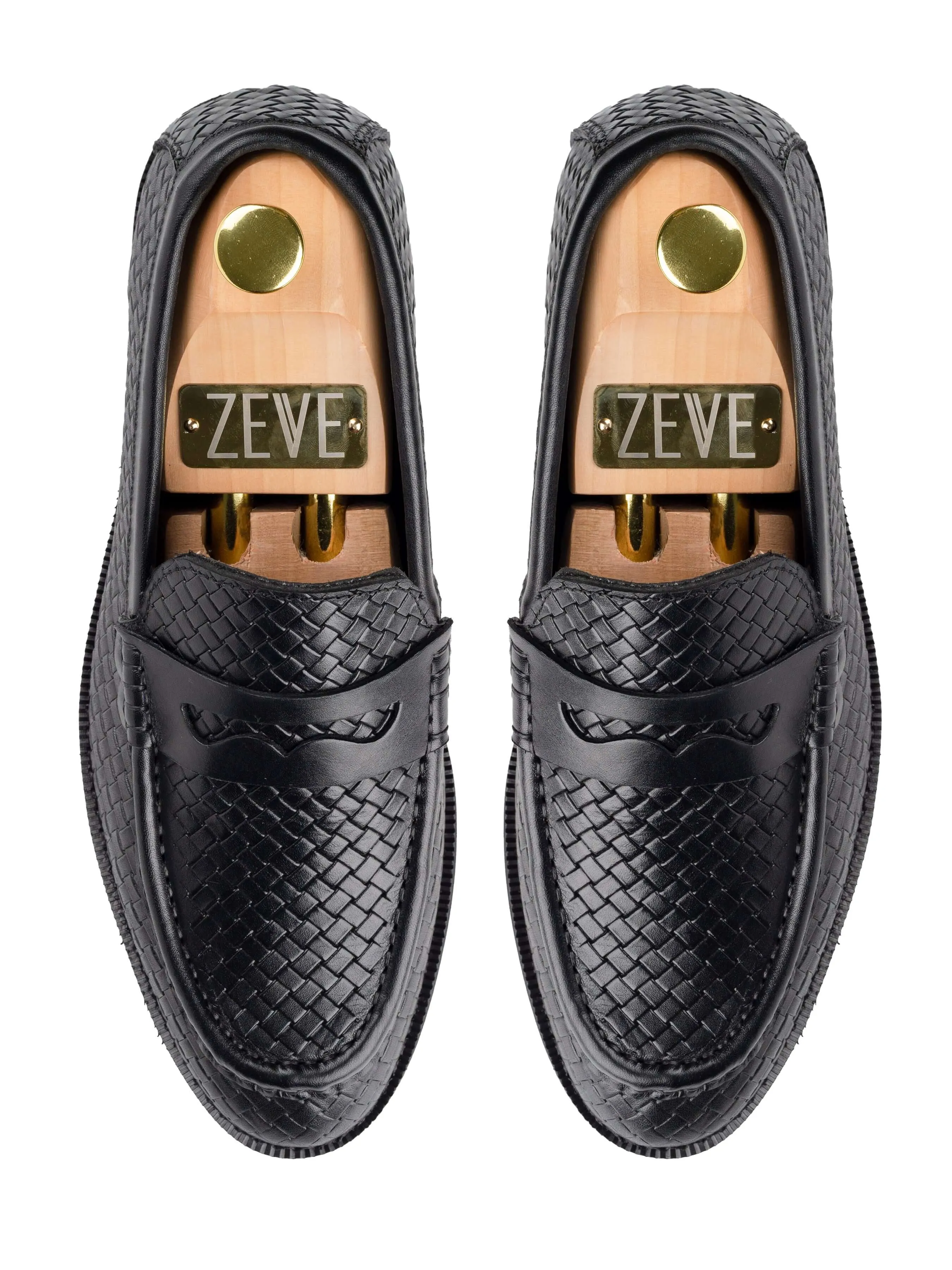 Penny Moccasin Loafer - Black Woven Leather (Crepe Sole) No Limits, Just Style