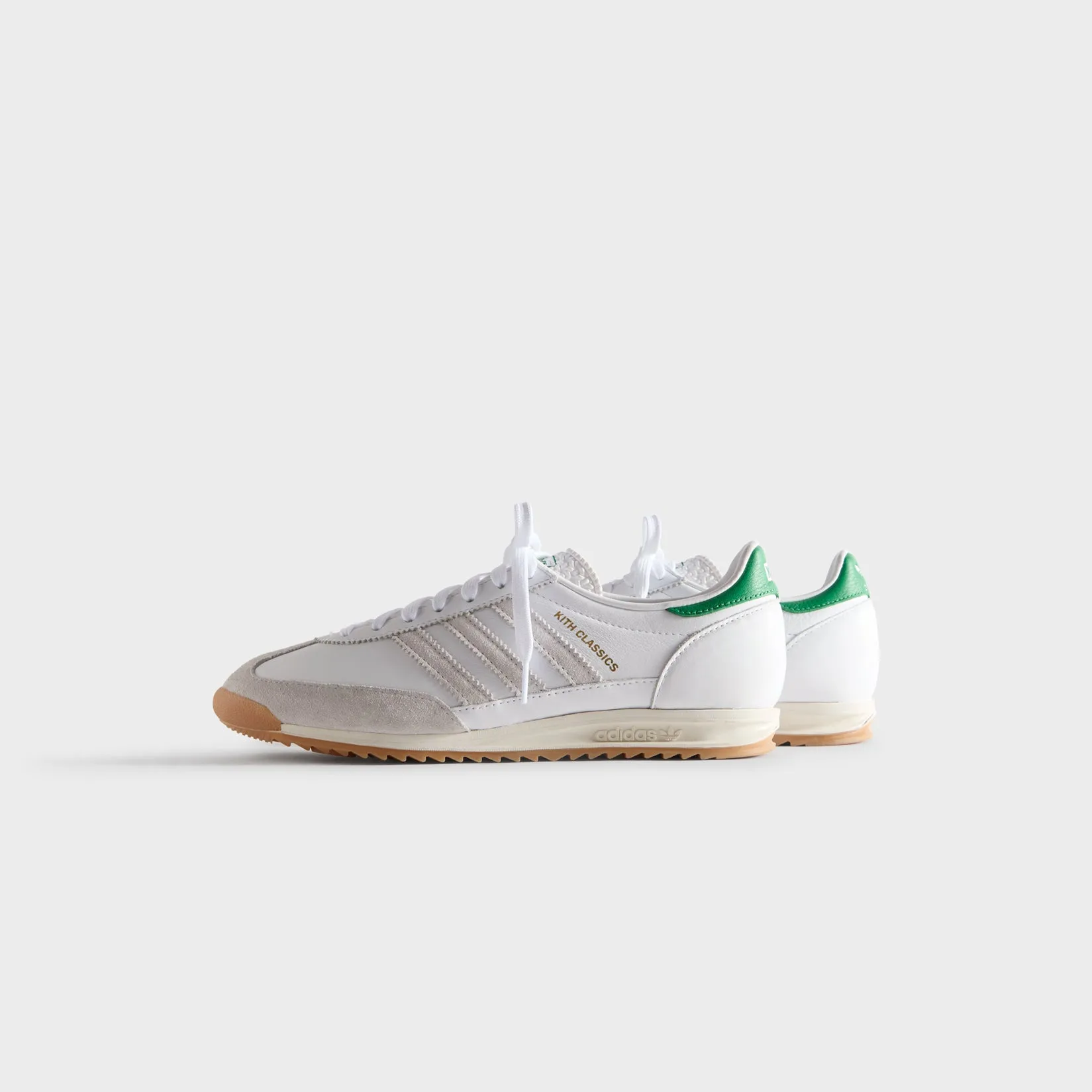 Kith Classics For Adidas Originals Sl 72 - White / Green Flared Heel Strap