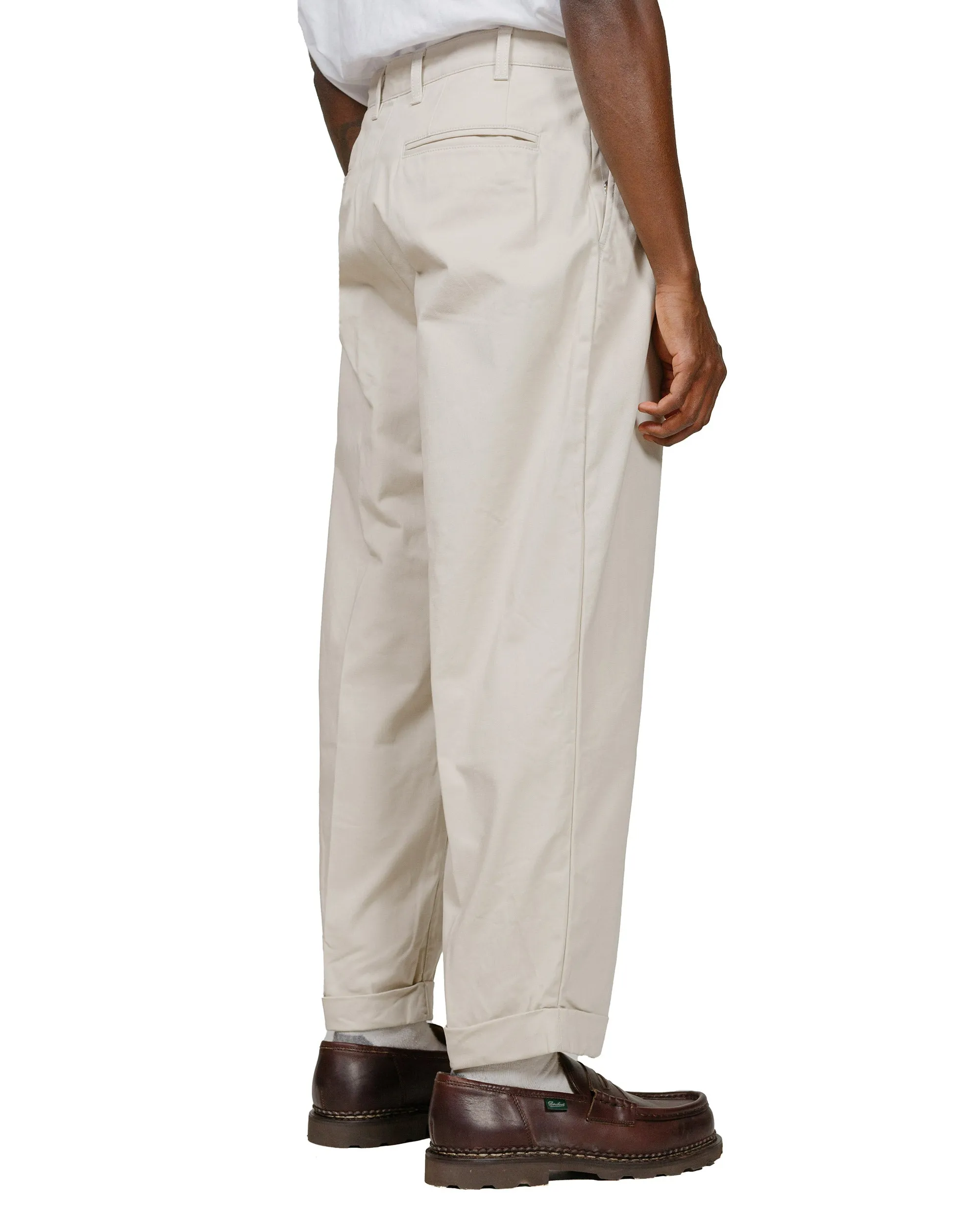 Comfortable Neckline Width Elastic Fiber Binding Beams Plus 2Pleats Twill Cement