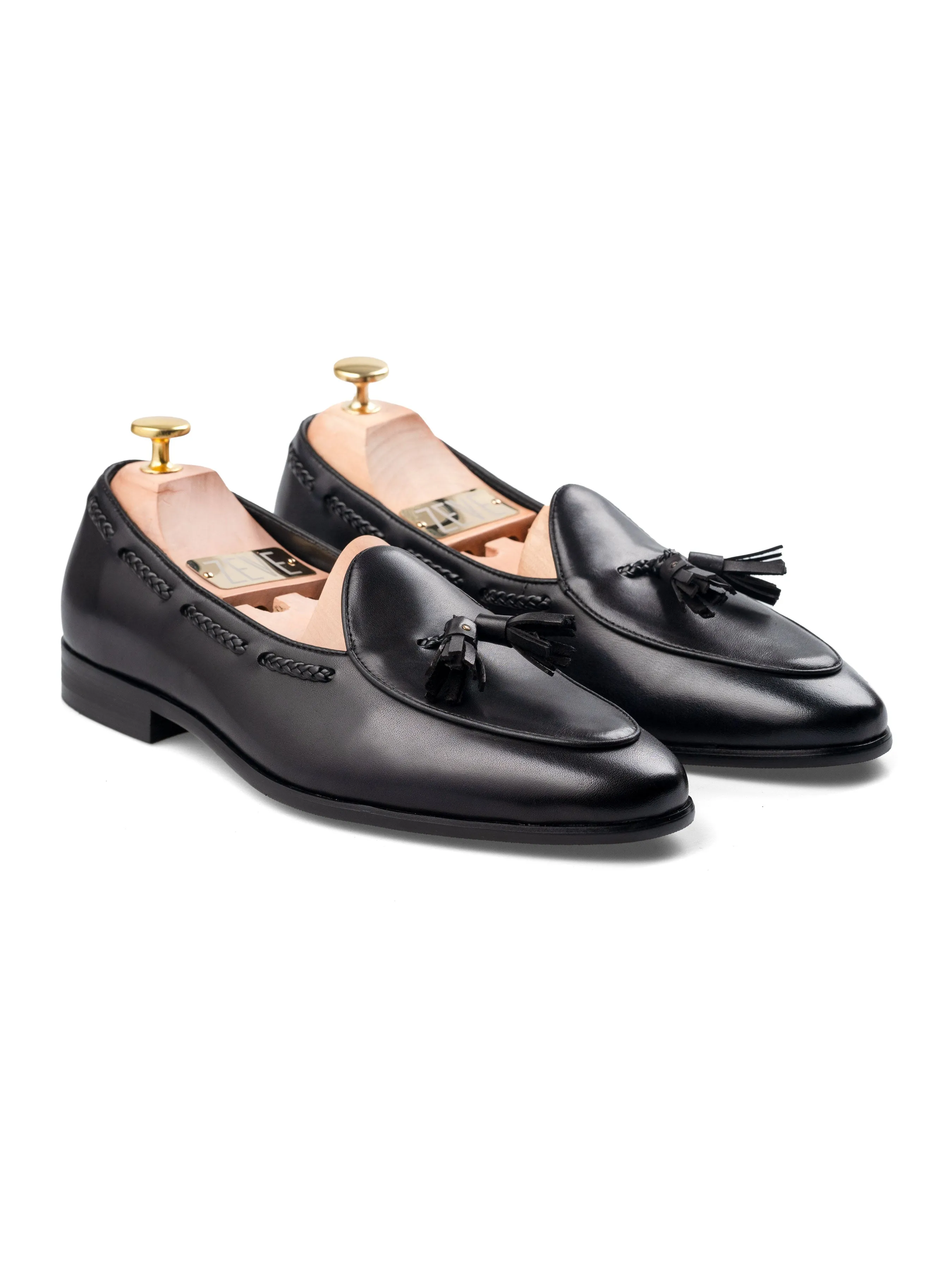 Noel Belgian Loafer Tassel - Solid Black Dress from the Feet Up Big Savings