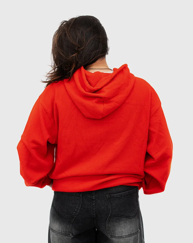 Carpet C Star Thermal Zip Up Hoodie - Red Anti-Satanism