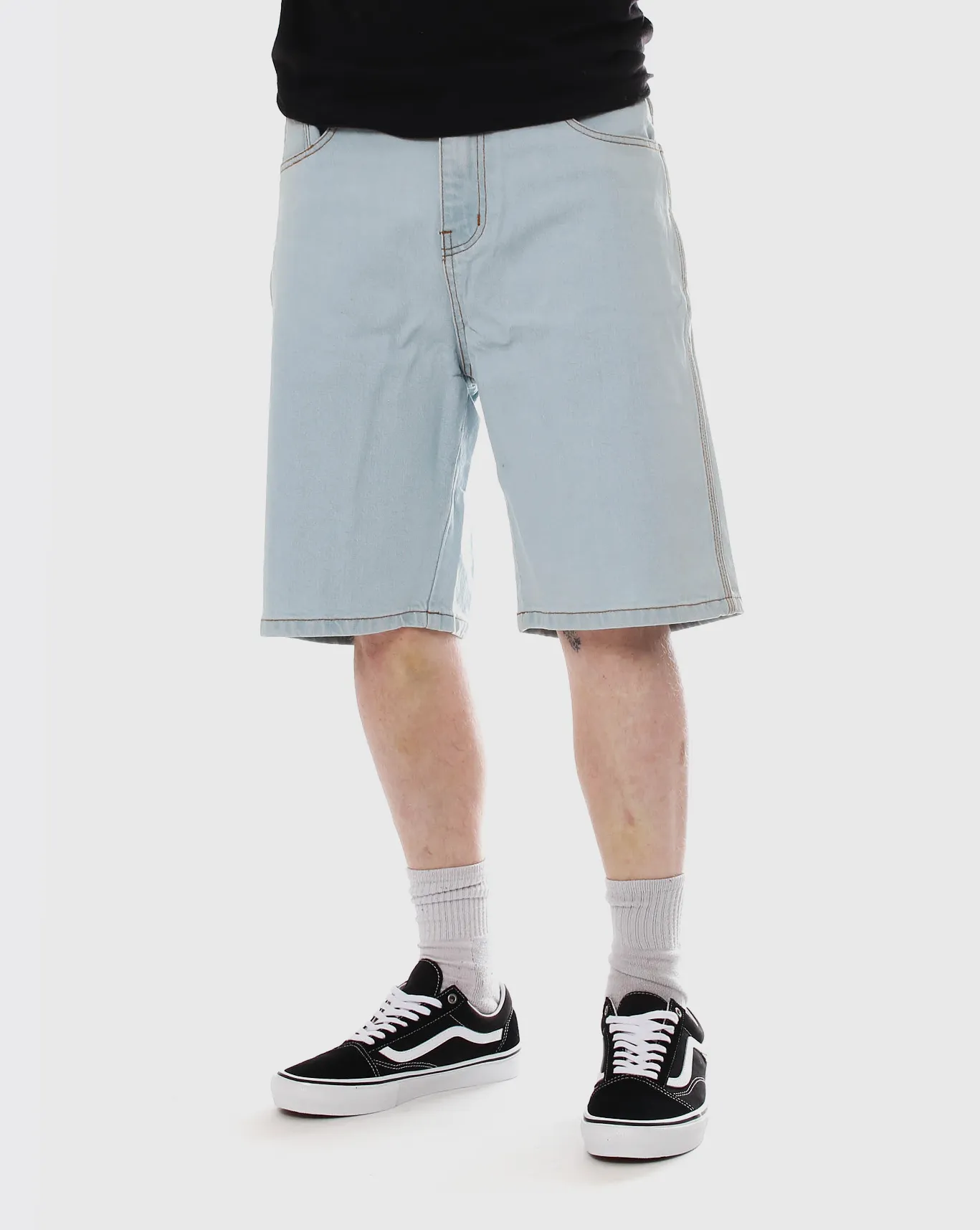 Form-Fitting Style Comfortable Elastic Indication Trainers Baggy Denim Short - Light Blue