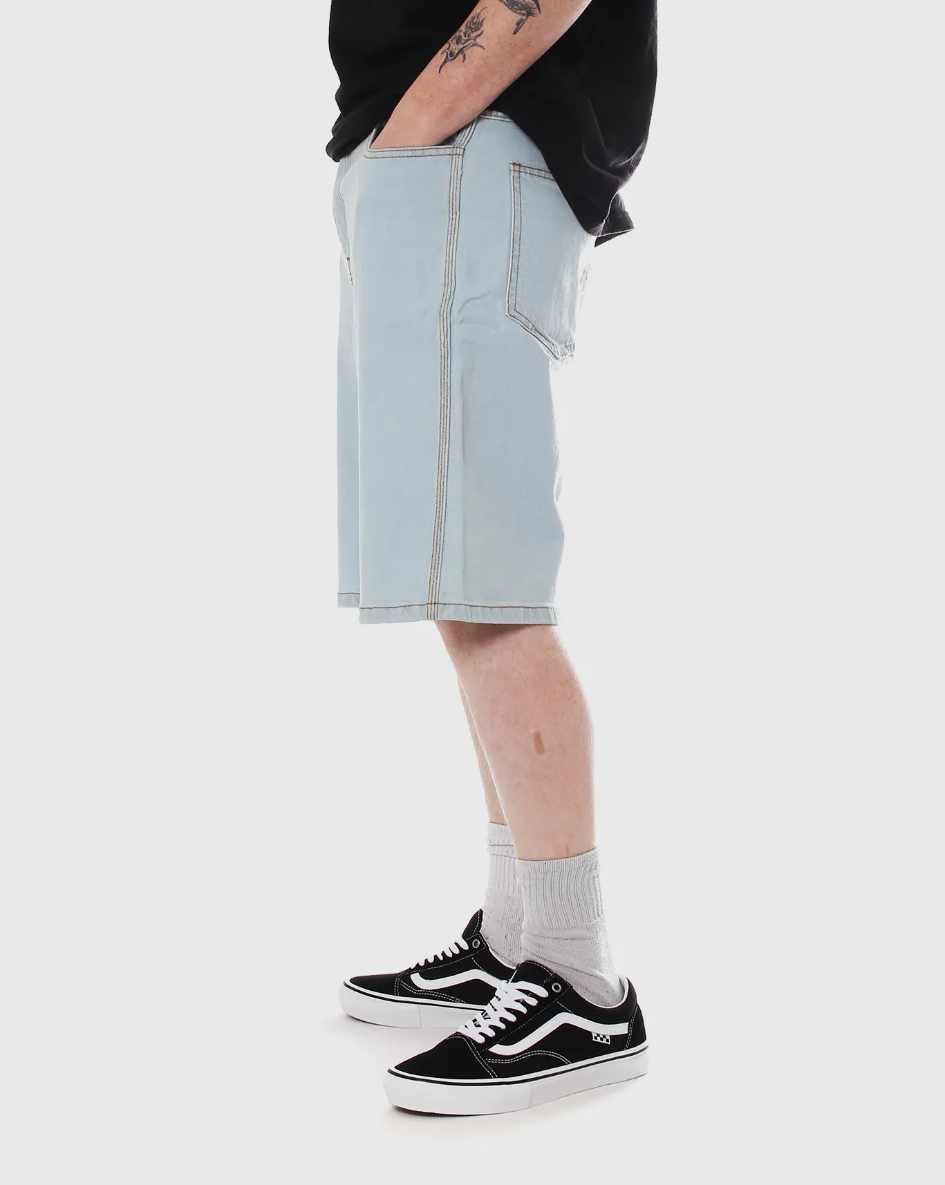 Trainers Baggy Denim Short - Light Blue Soccer Socks