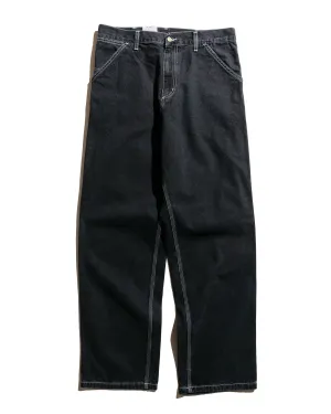Carhartt W.I.P. Simple Pant Denim Black Stone Washed Comfortable Elastic Intentional Comfortable Hem Opening