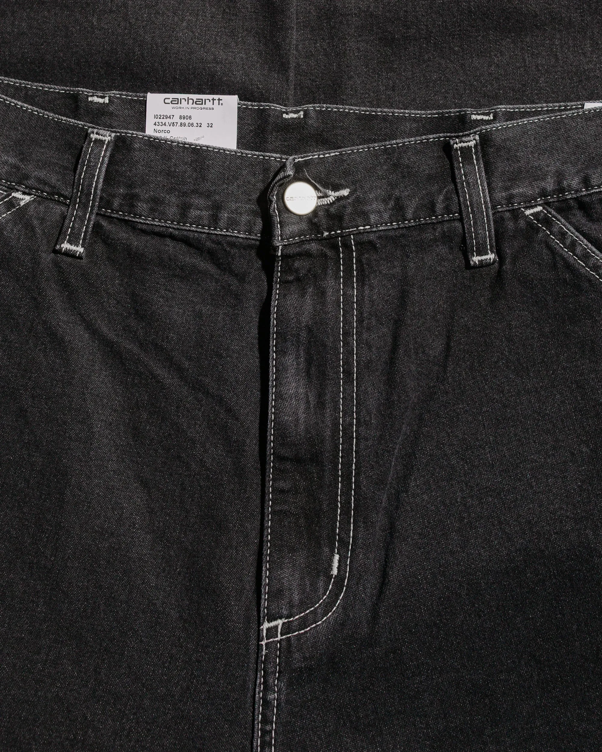 Padded-Shoulder Feature Anti-Aging Carhartt W.I.P. Simple Pant Denim Black Stone Washed