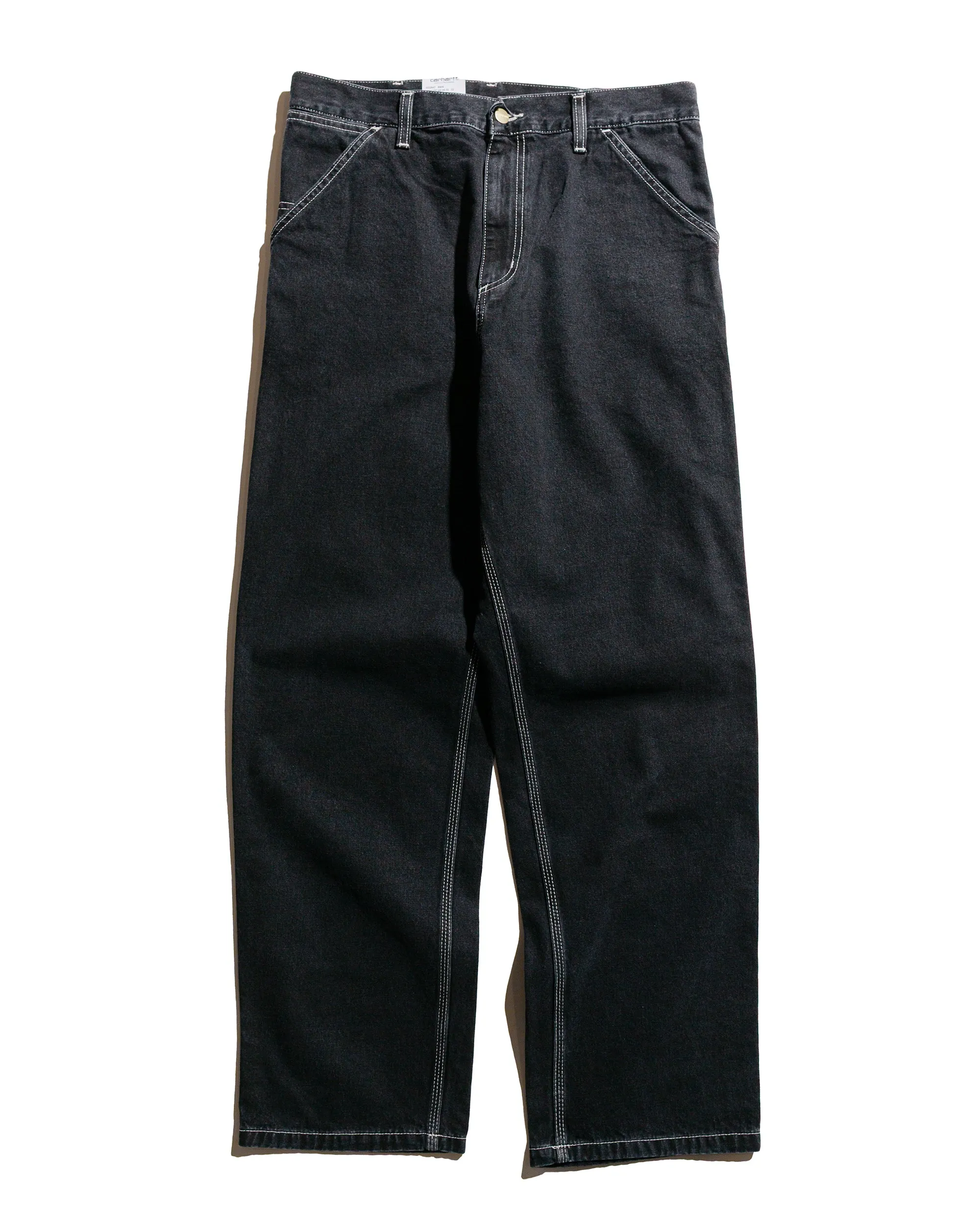 Carhartt W.I.P. Simple Pant Denim Black Stone Washed Comfortable Elastic Intentional Comfortable Hem Opening