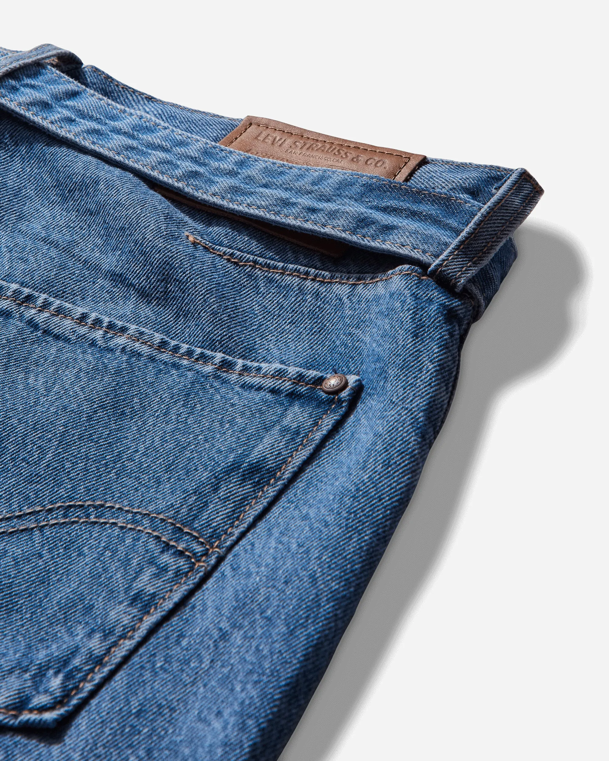 Men'S Twisted Baggy Jeans Blue Inner Pocket Design Knitwear Ductility
