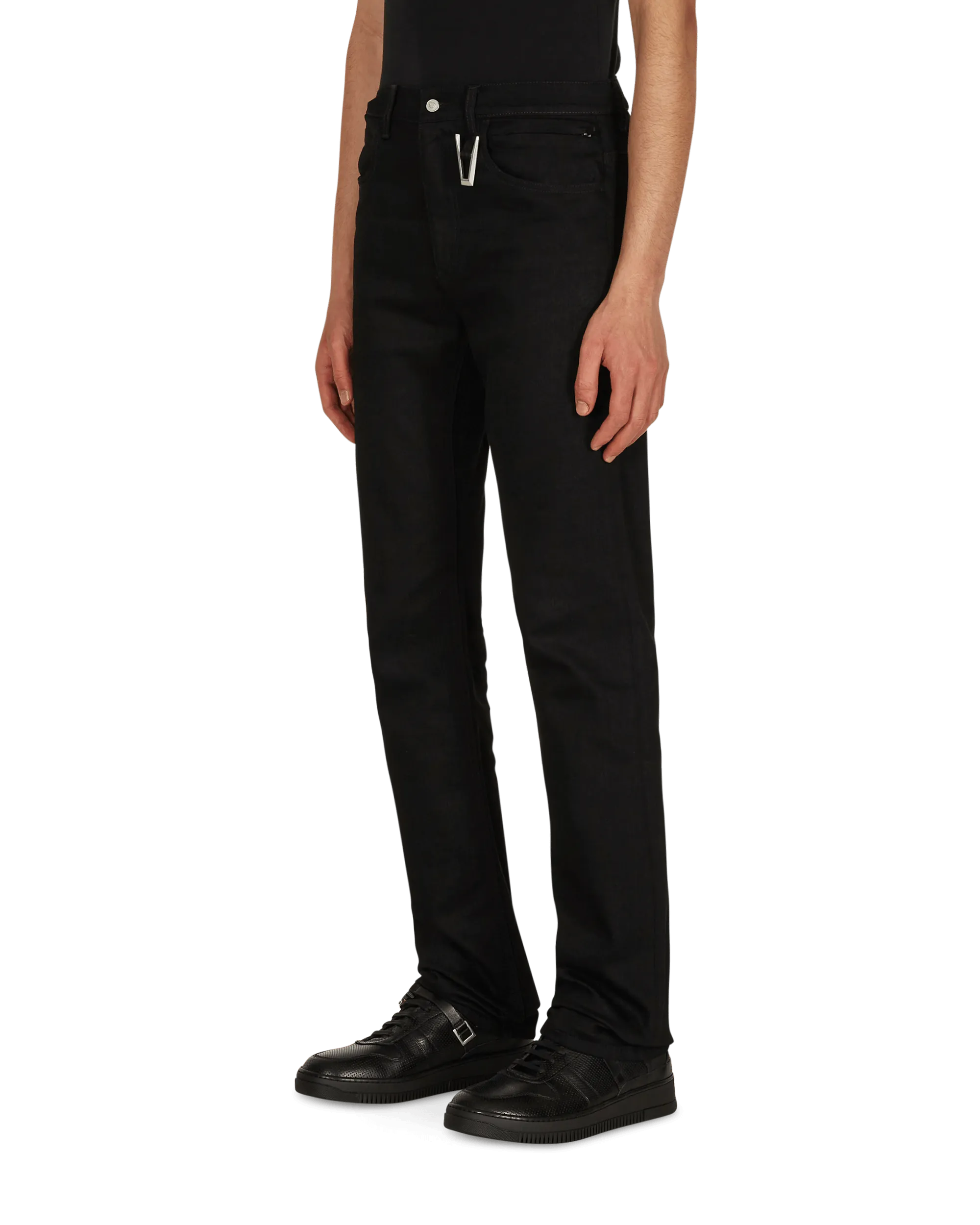 True Black 6 Pocket Jeans With Ring Black Diagonal Cutline