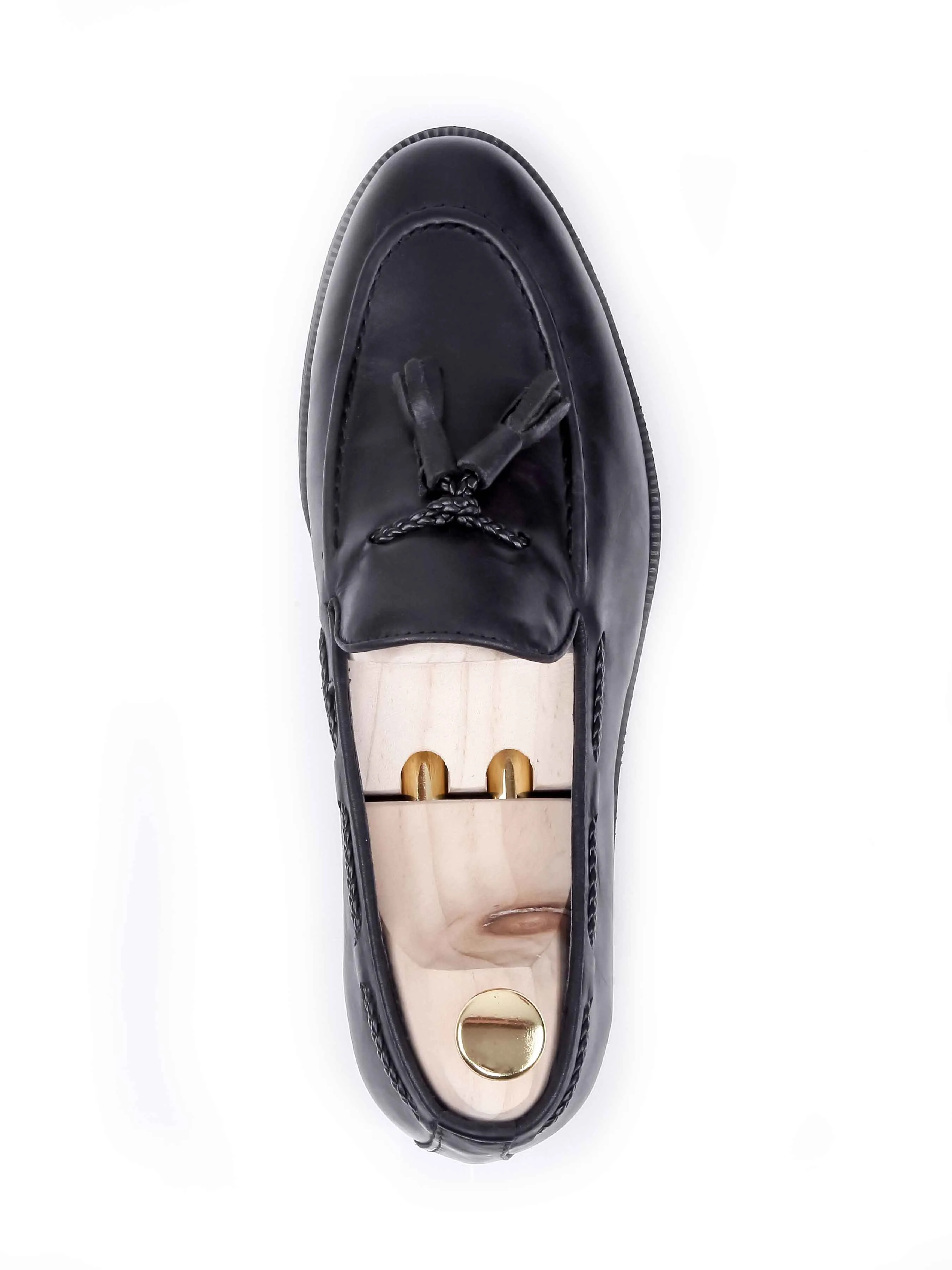 Tassel Loafer - Black Leather (Crepe Sole) Black Friday Deal Holiday Sale
