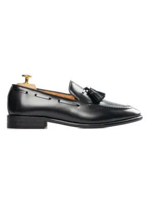 Born to Stand Out Tassel Loafer - Black Polished Leather