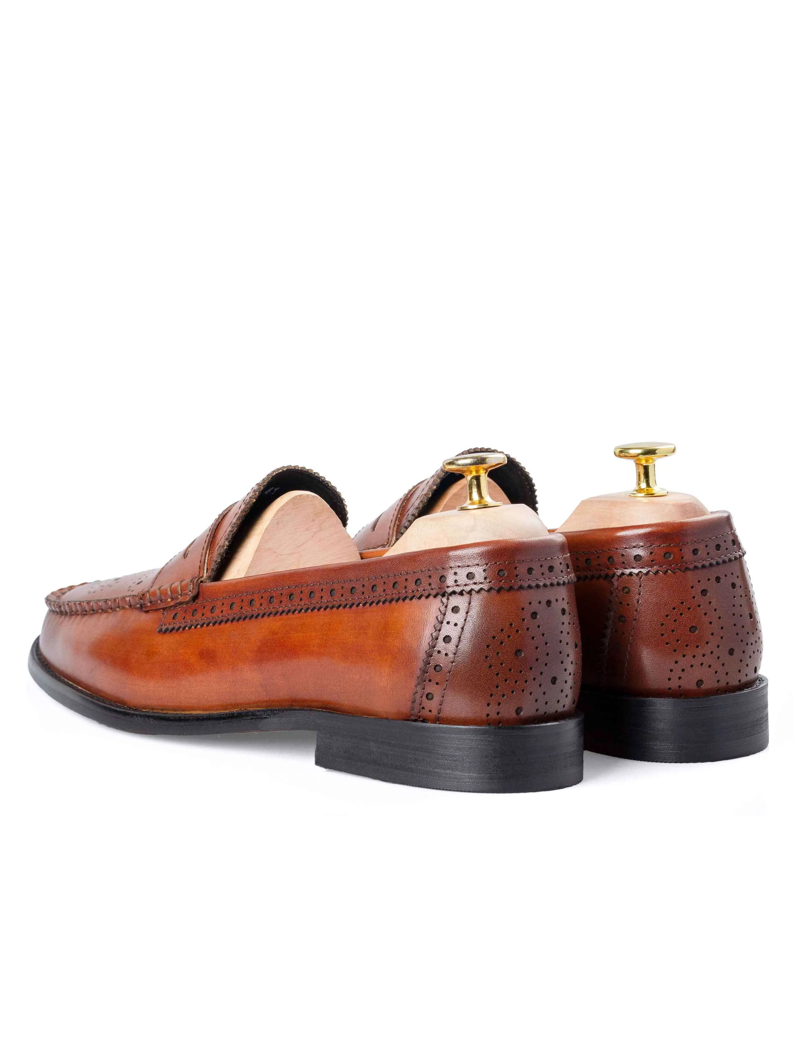 EasyToUseFeature Brogue Penny Loafer - Cognac Tan
