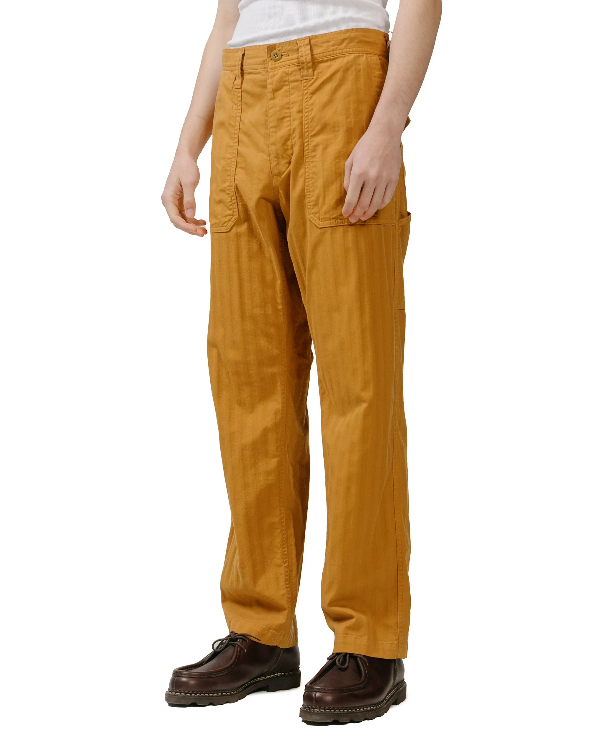 Ts(S) Fatigue Pants Garment Dye Cotton/Rayon Herringbone Stretch Cloth Ocher Cord