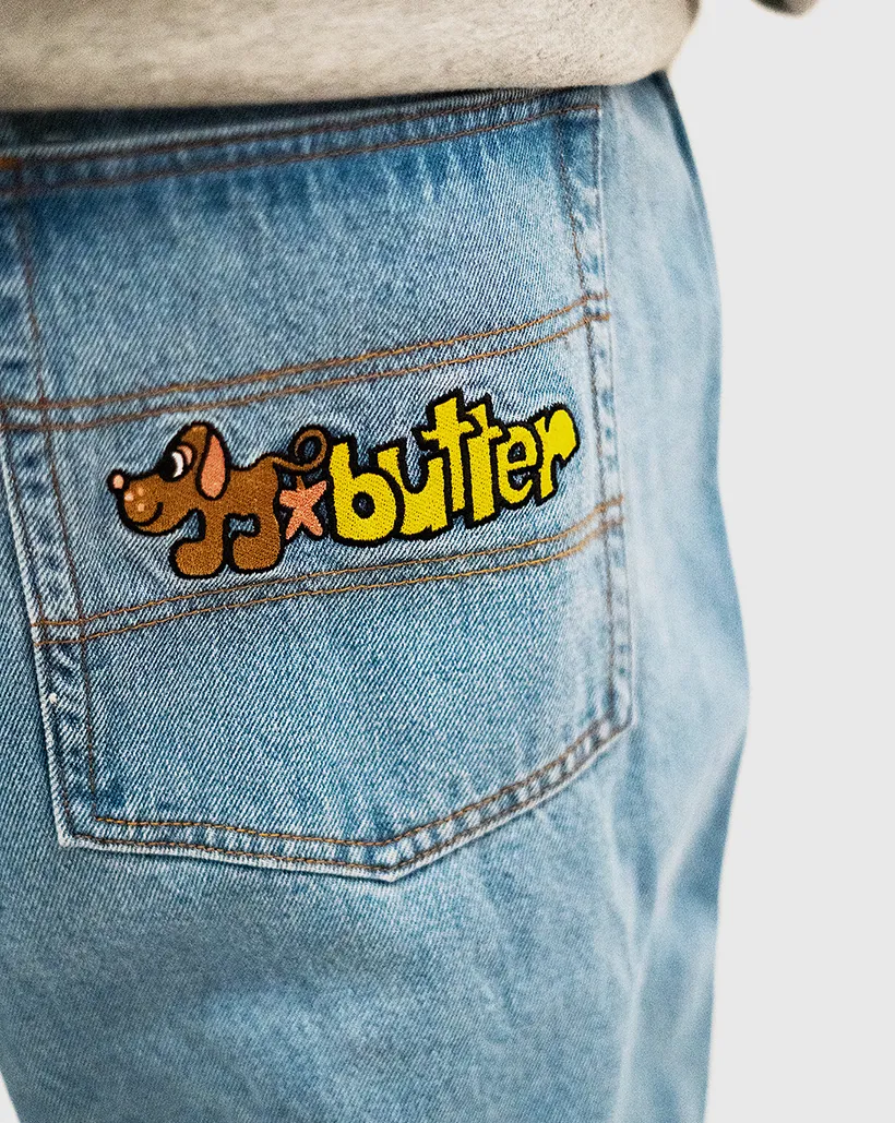 Anti-Hindophobia Comfortable Tags Butter Goods Pooch Relaxed Denim Jeans - Washed Indigo
