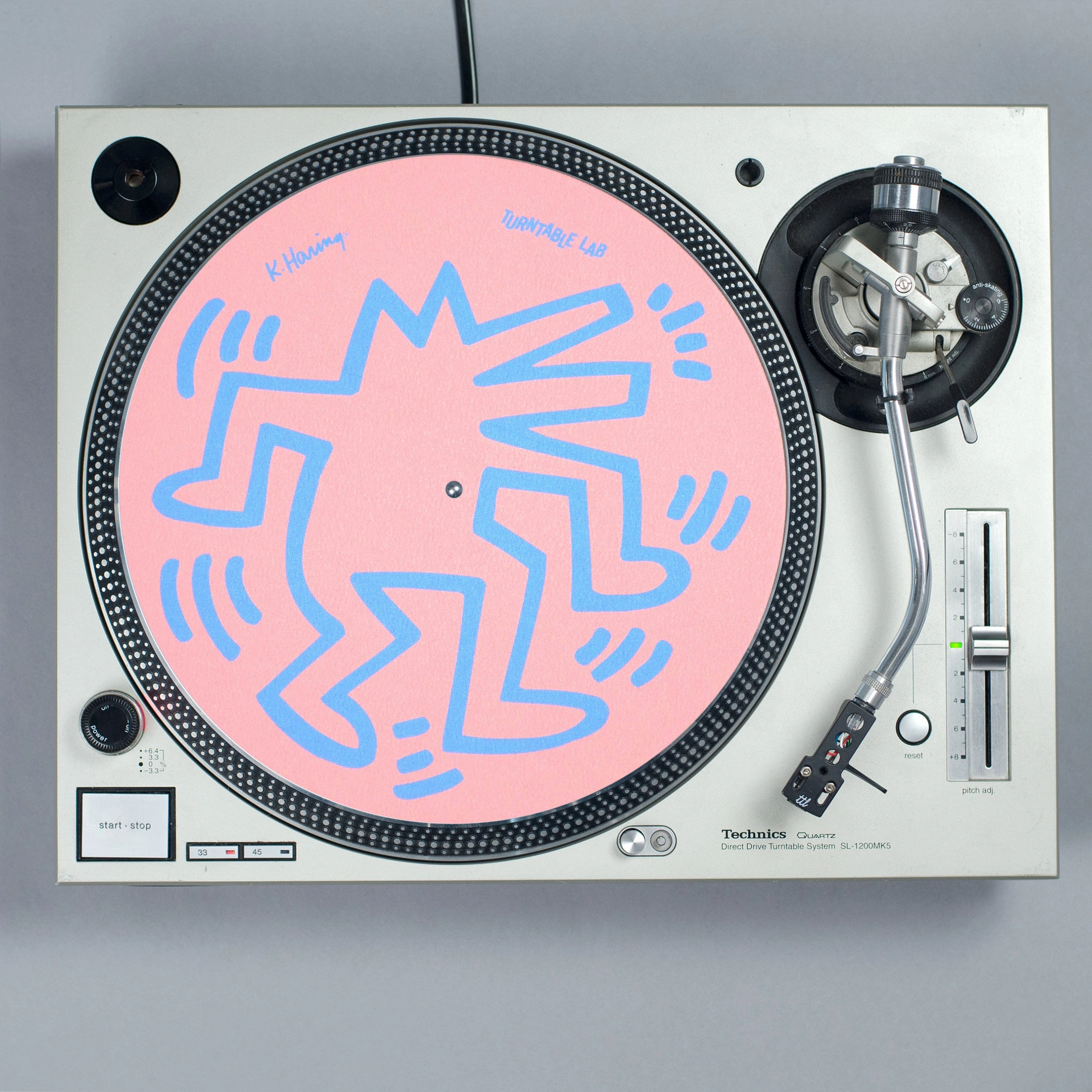Turntable Lab: Keith Haring Dancin' Reversible Record Mat - Teal / Pink