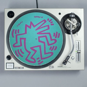 Turntable Lab: Keith Haring Dancin' Reversible Record Mat - Teal / Pink