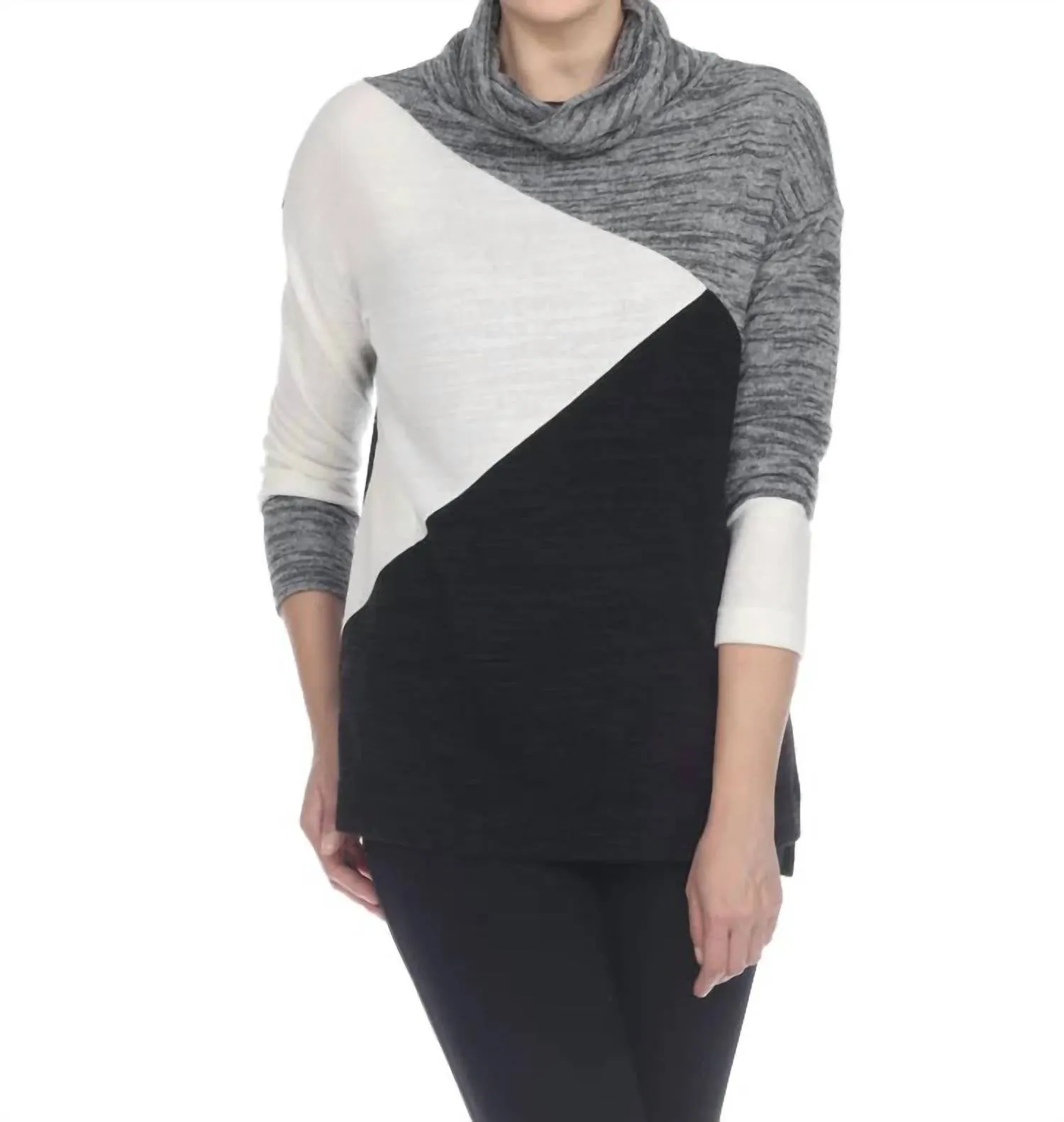 Pull col roulé en gris