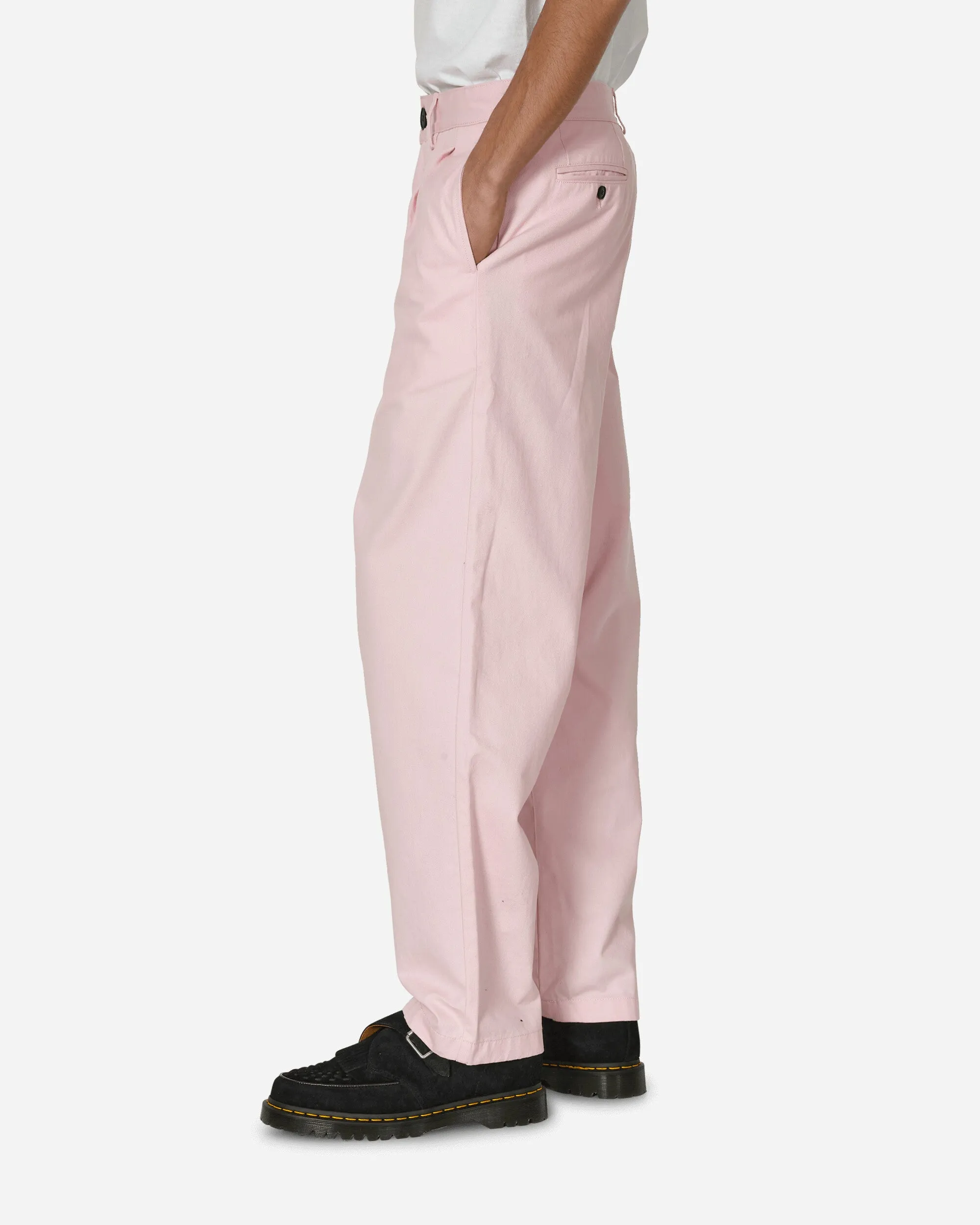 Twill Double-Pleat Pants Pink Comfortable For Any Lifestyle Soft - Edged