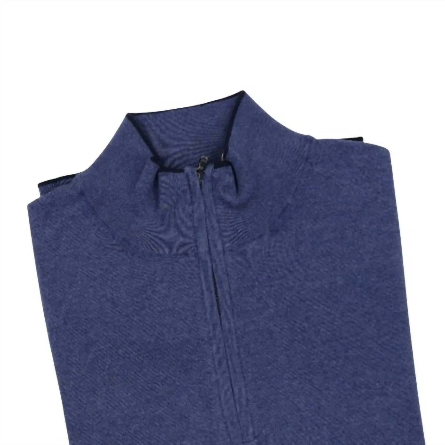 Pull fin en coton ultra-léger à col quart de zip marine