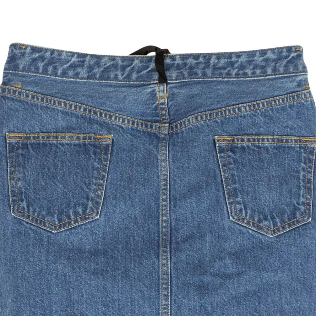 Unravel Project Jupe Denim en Tulle Lavé - Bleu