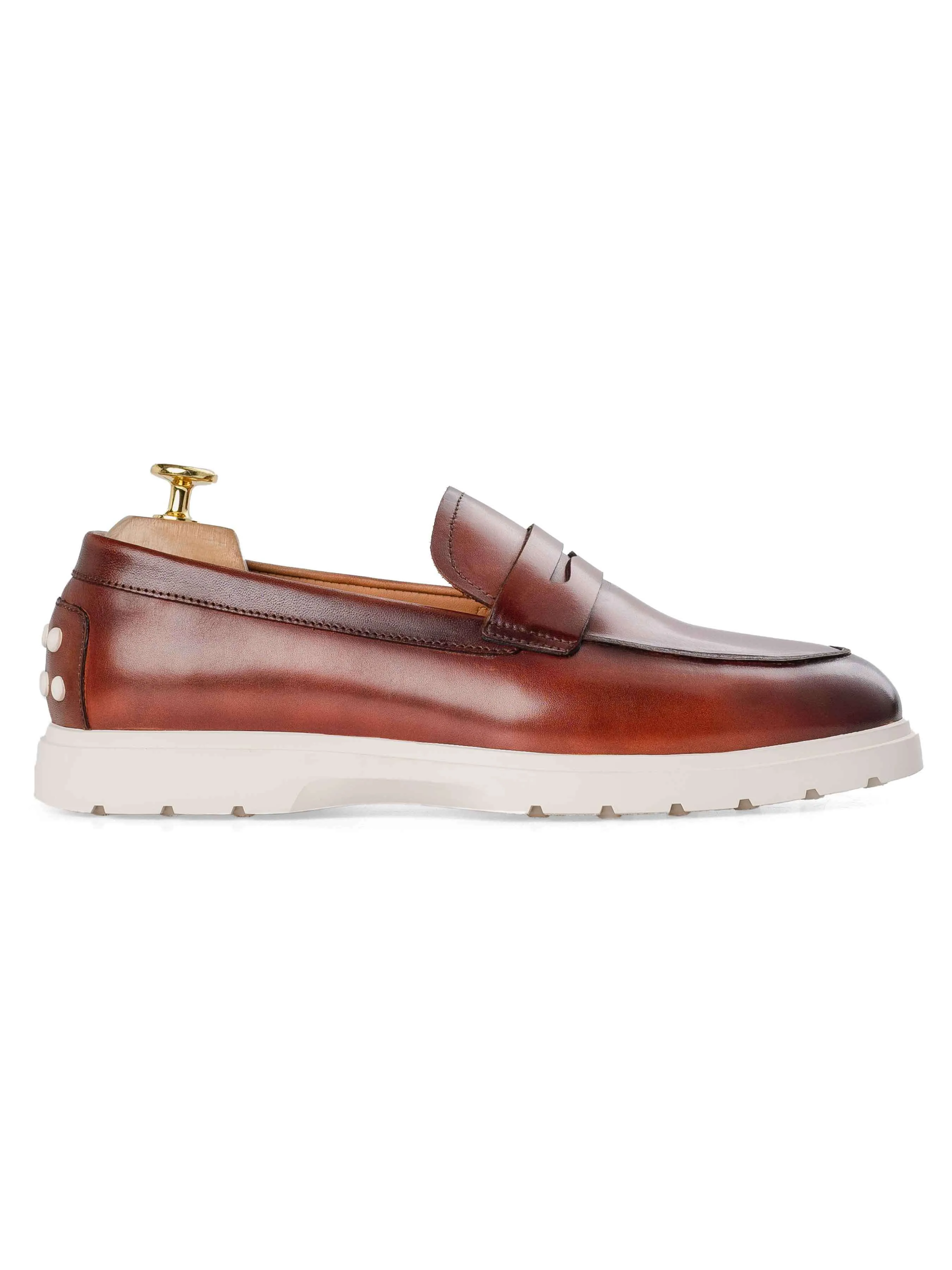 Penny Loafer - Cognac Tan (Chalk Sole) PVC Insert