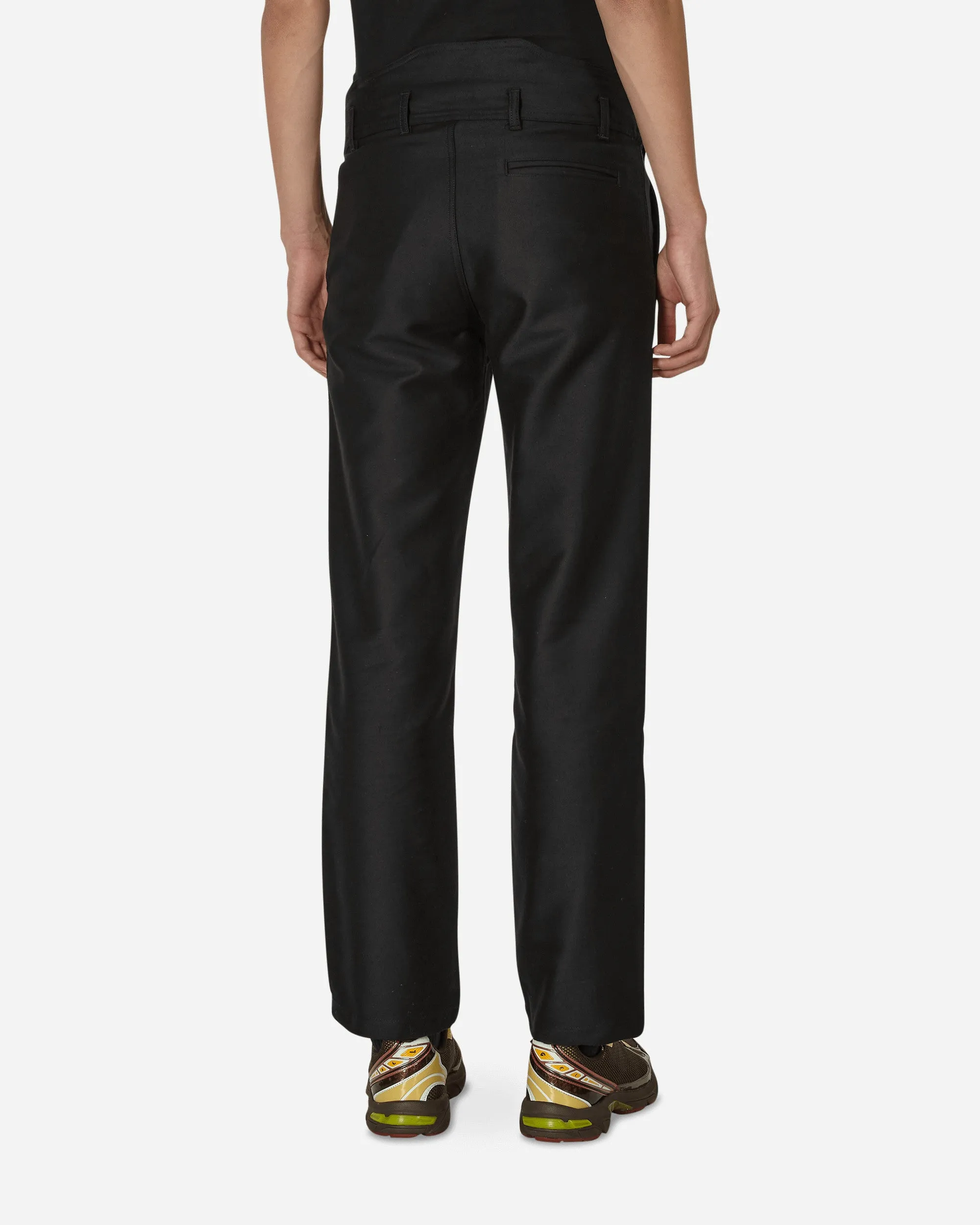 High - Low Block Fustian Raised Pants Black