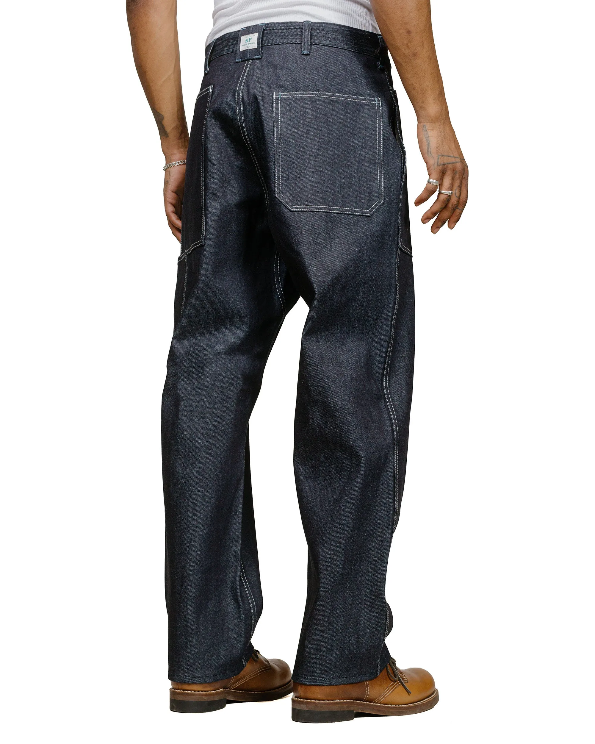 Sassafras T.P. Landscaper Pants 13Oz Slab Denim Indigo Anti - Snagging