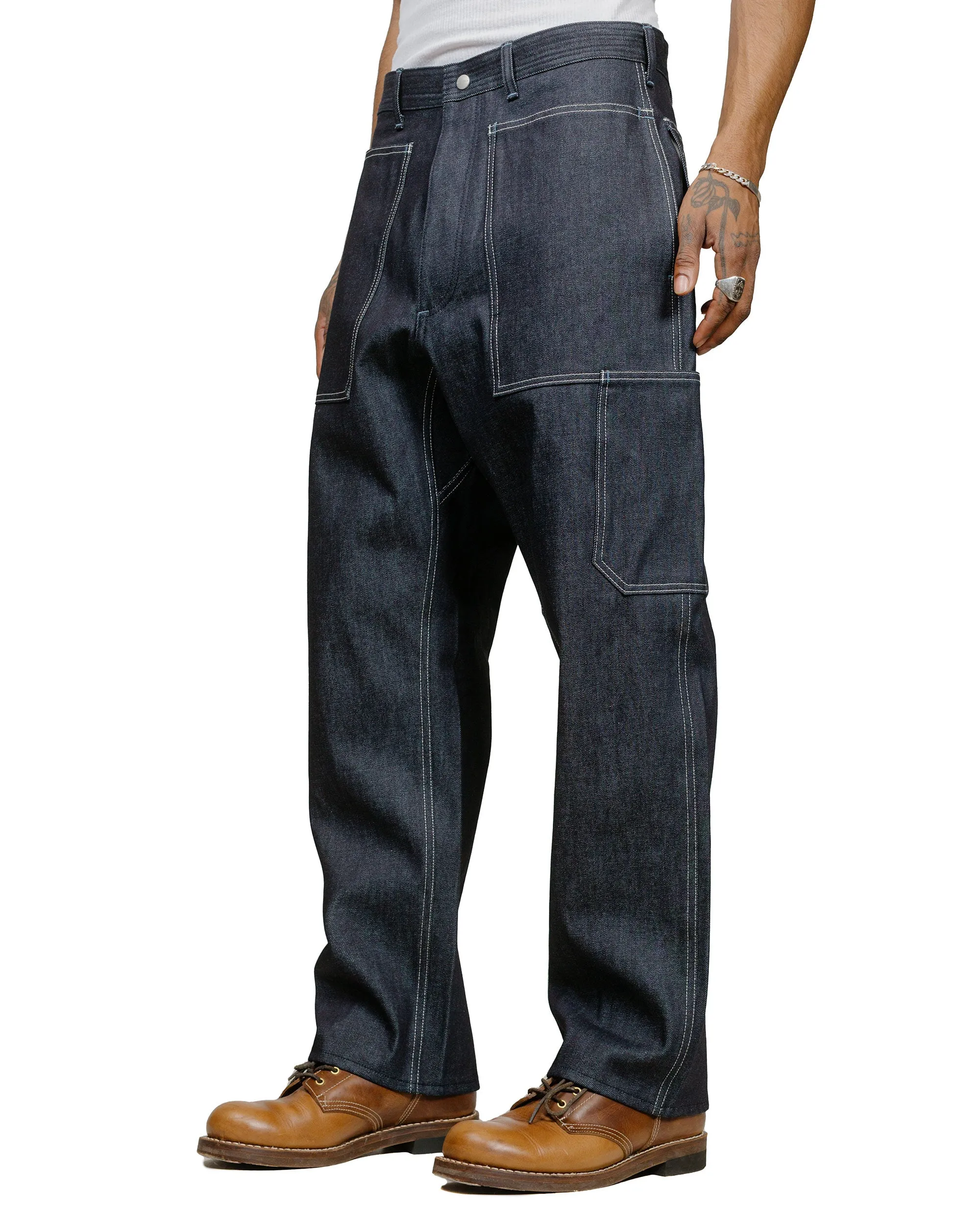 Sassafras T.P. Landscaper Pants 13Oz Slab Denim Indigo Quality Craftsmanship Washable Linings