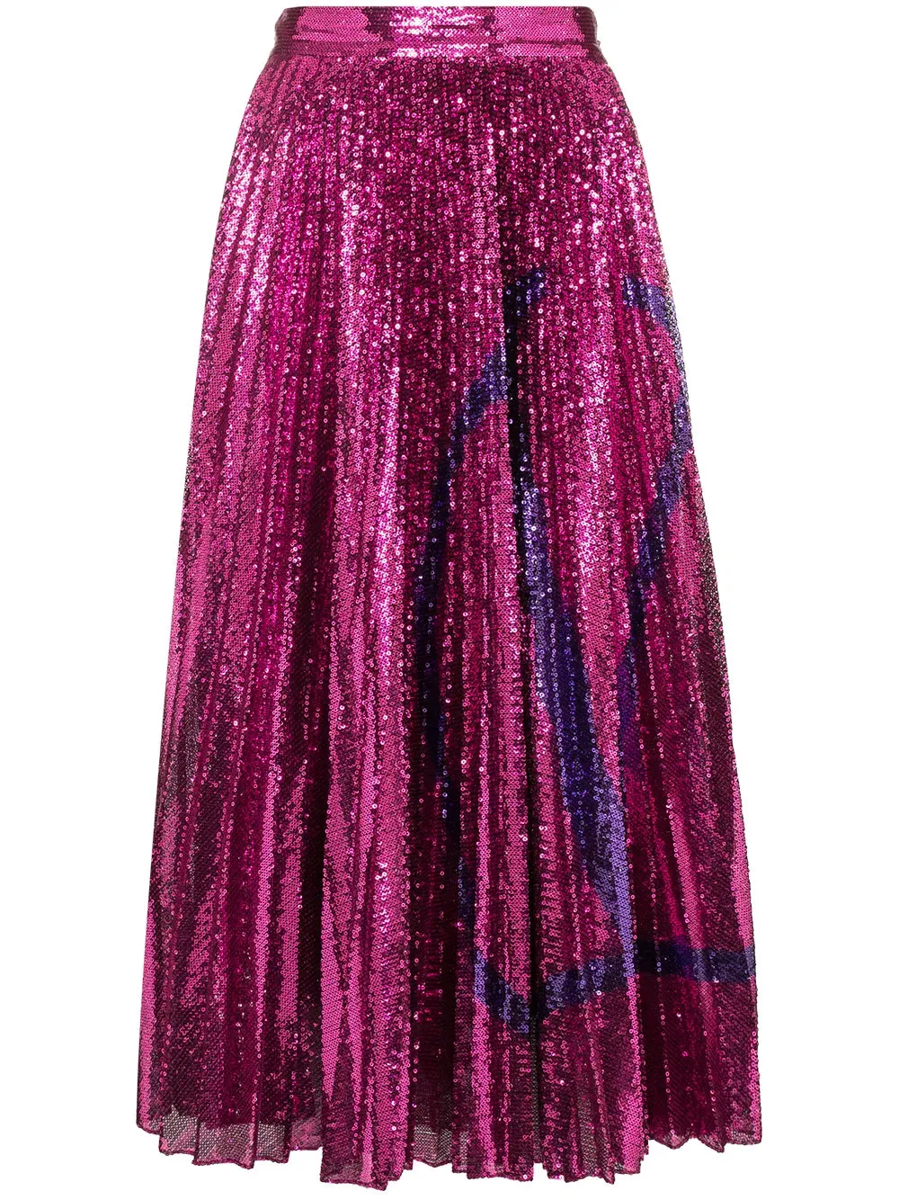 Jupe mi-longue plissée Valentino à paillettes et embellissements