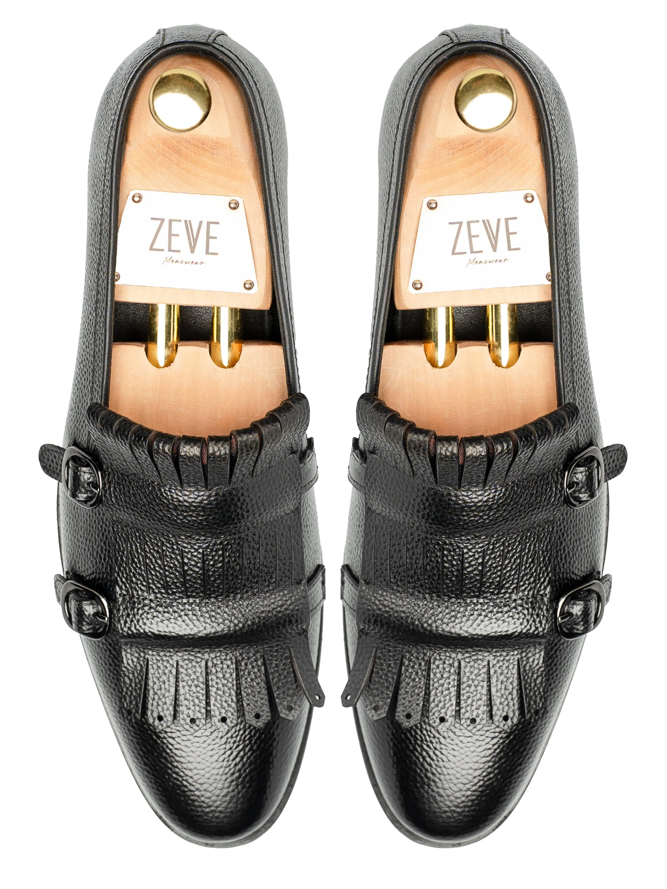Valerio Monk Kilt - Black Pebble Grain Stylish Trekking Boots