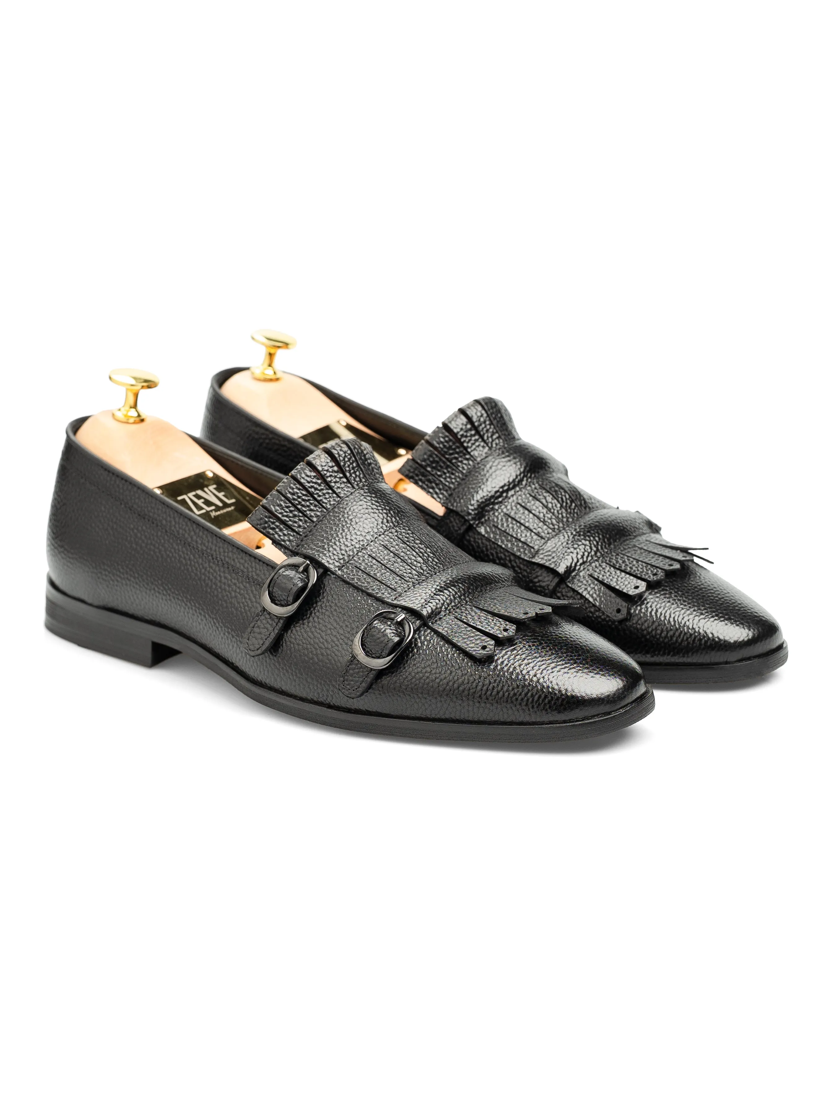 Valerio Monk Kilt - Black Pebble Grain Ventilation Efficiency Elastic Sling Design