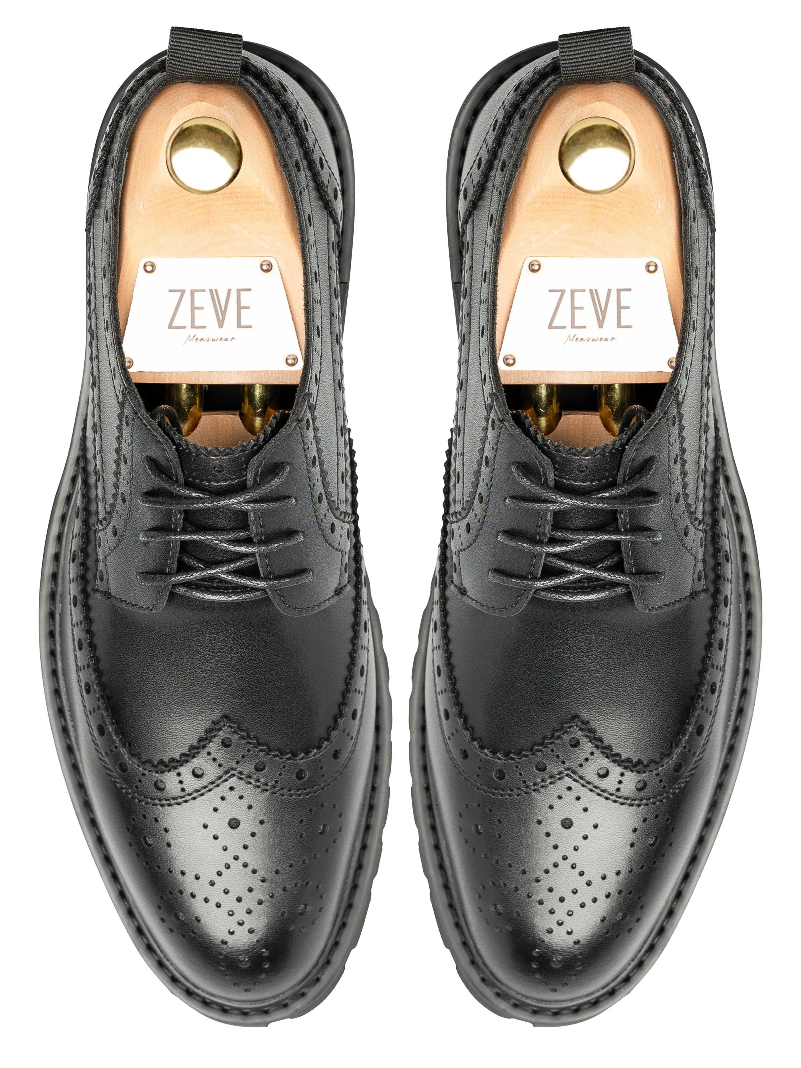 Advertising Varden Brogue - Solid Black Leather (Brava Sole)