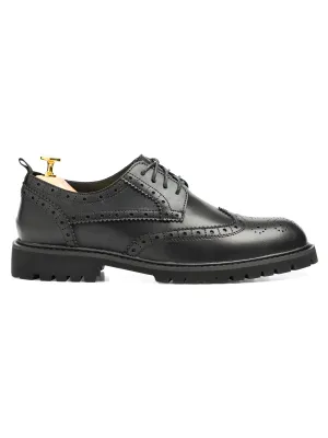 Varden Brogue - Solid Black Leather (Brava Sole) Special Offer
