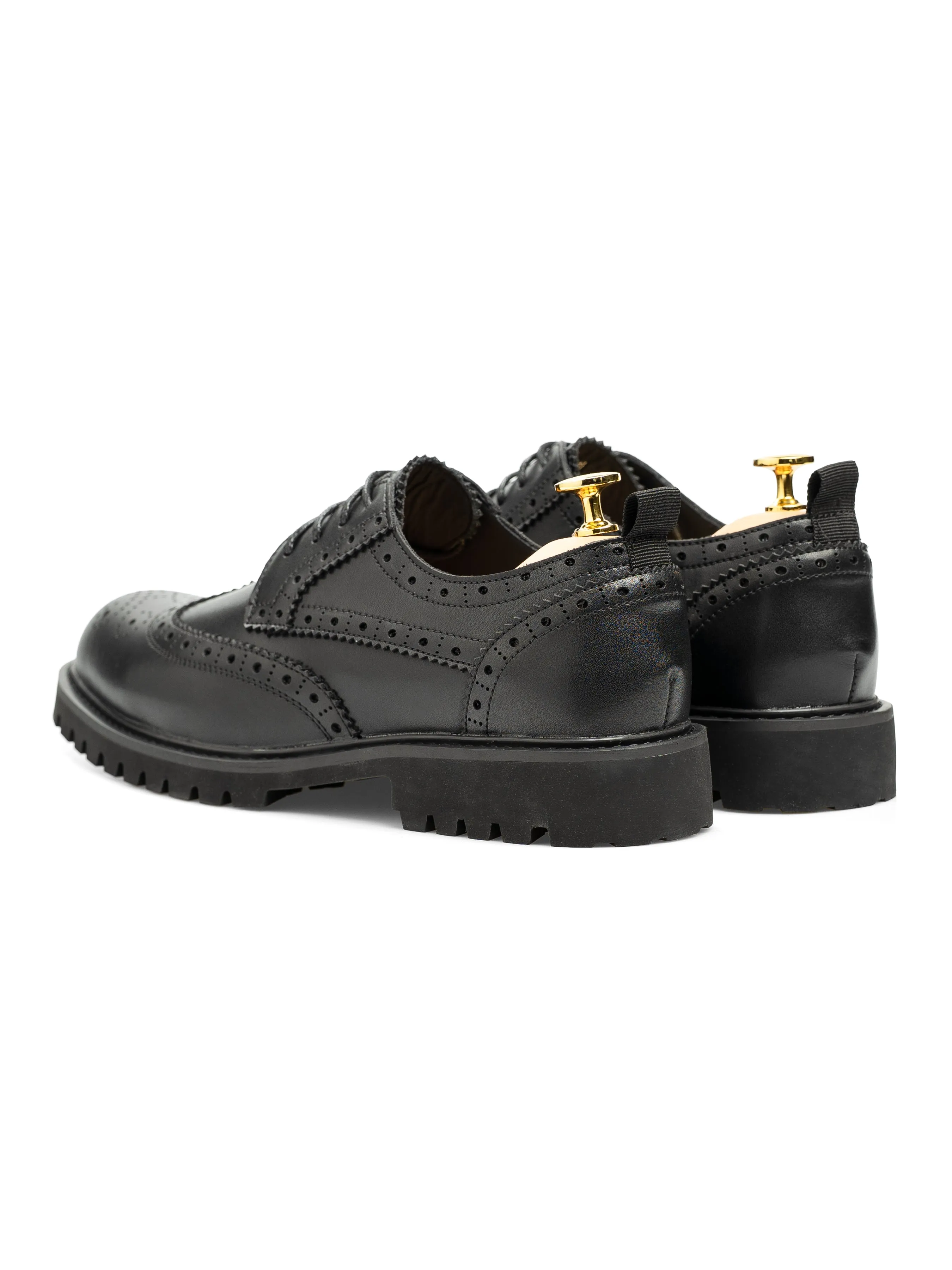 Define Your Own Way Varden Brogue - Solid Black Leather (Brava Sole)