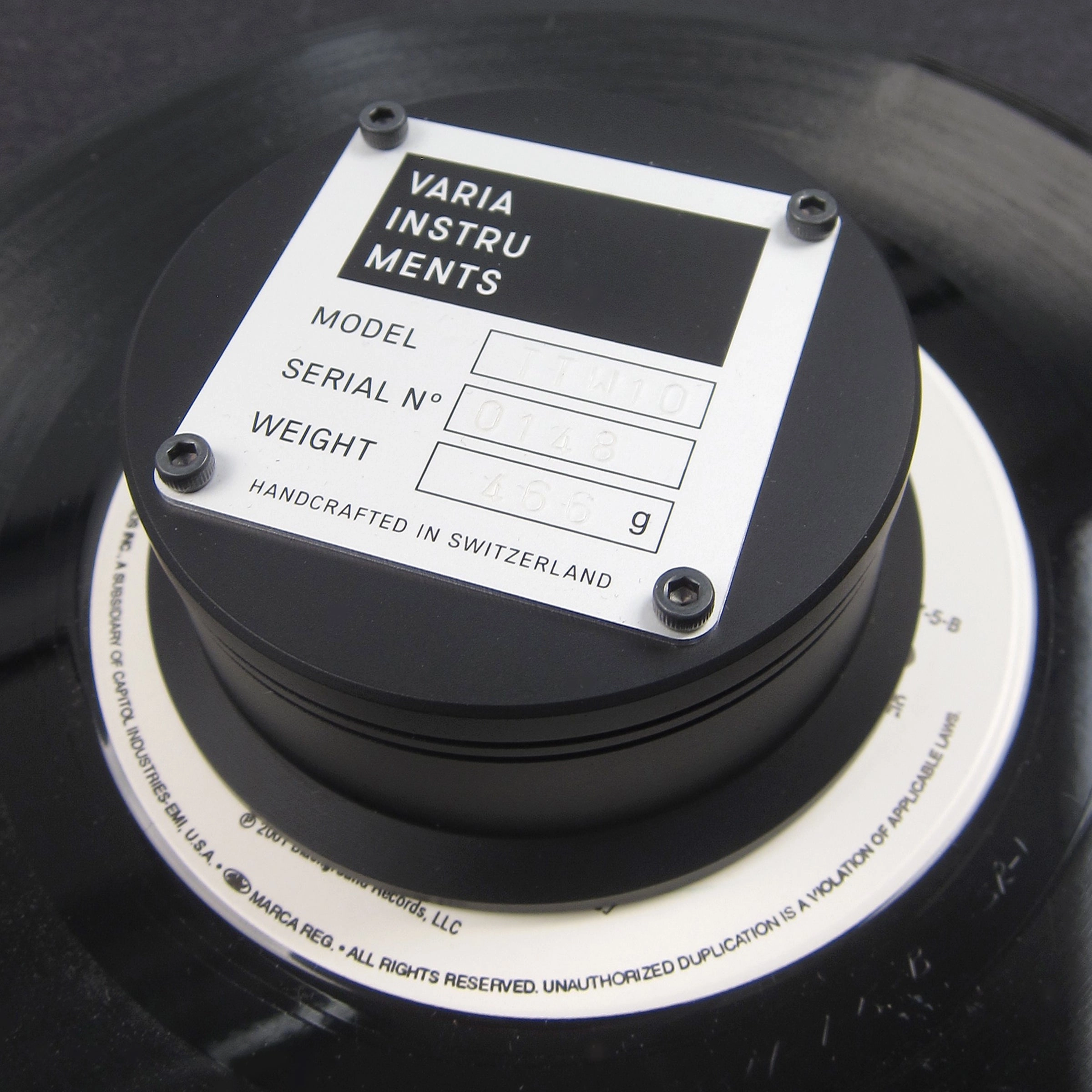 Varia Instruments: TTW10 Turntable Weight for 12"   7" Records