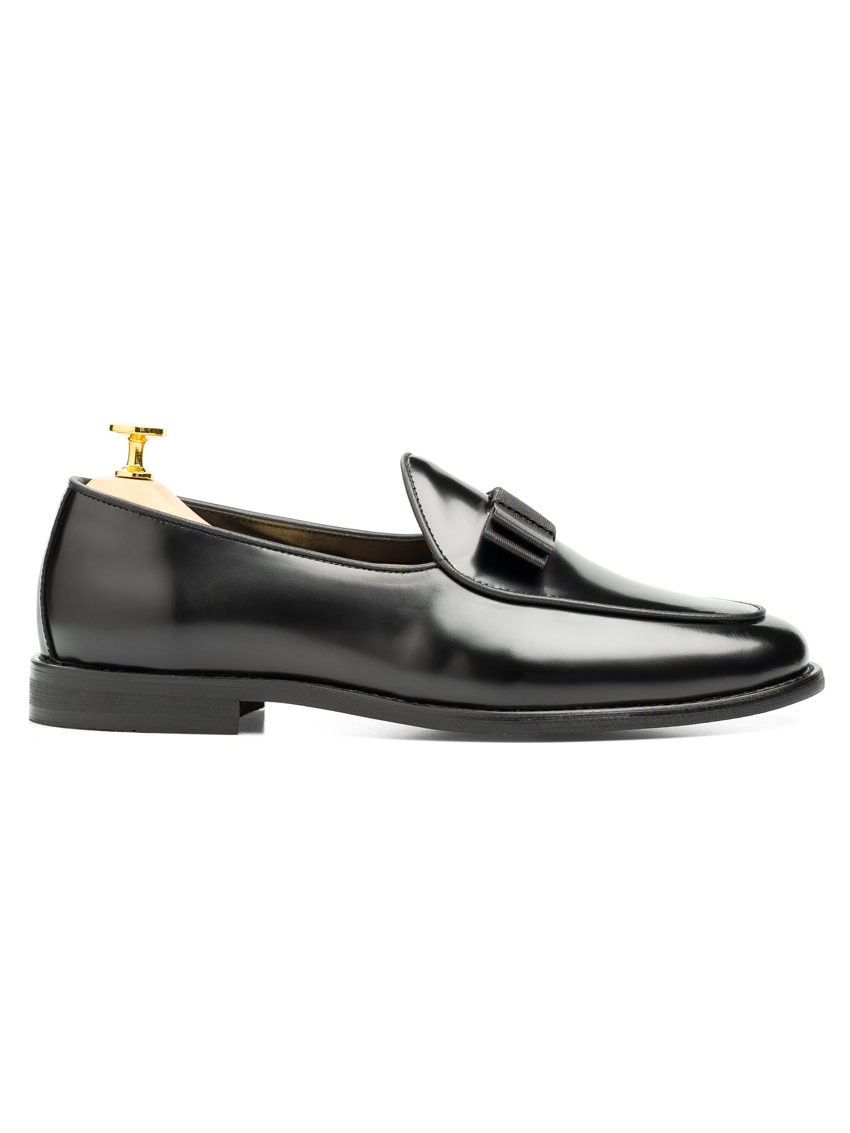 Velardo Belgian Ribbon - Black Polish Leather Breathable Tongue Firm Support Design