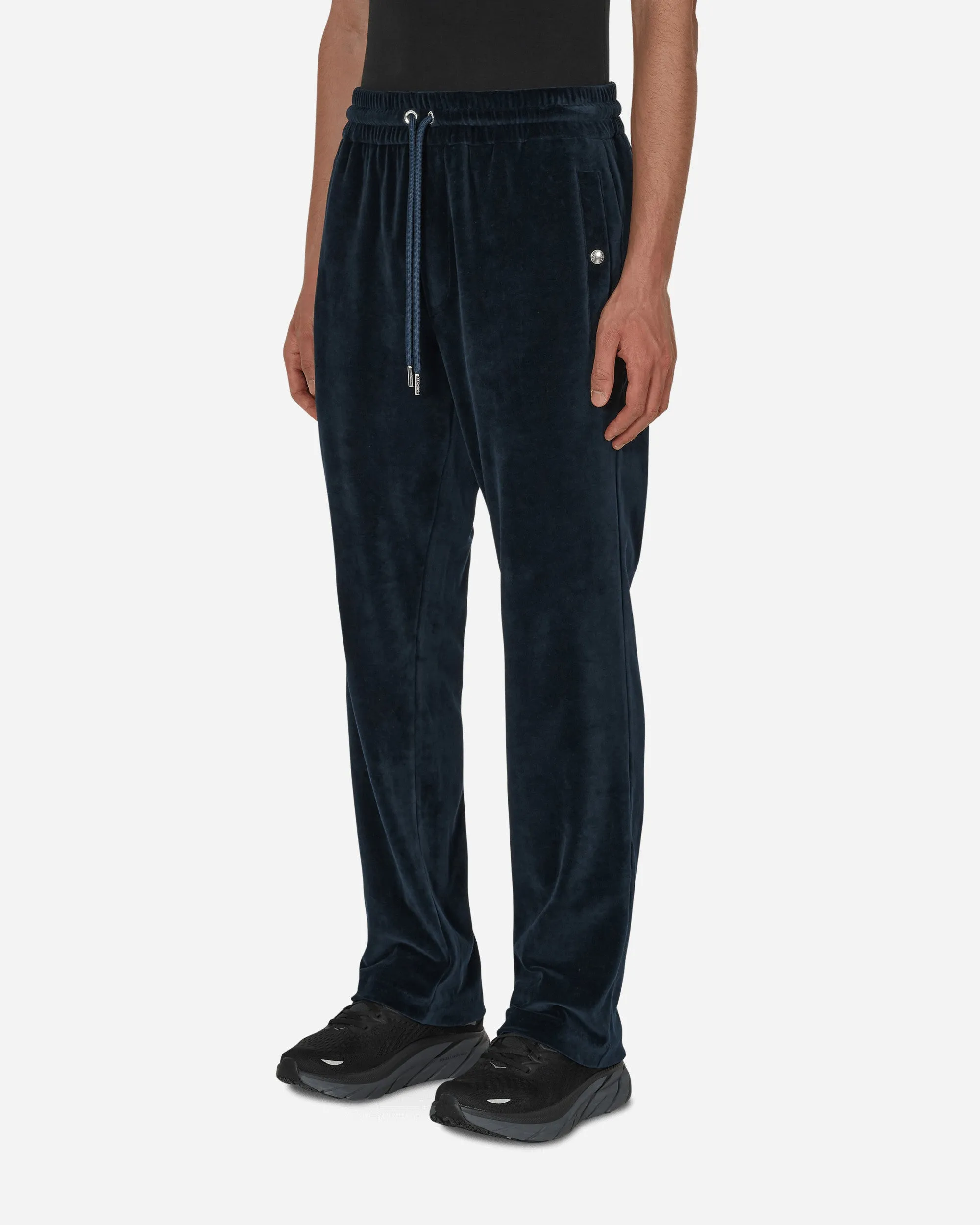 Velvet Sweatpants Blue Calf Width Upper Coating
