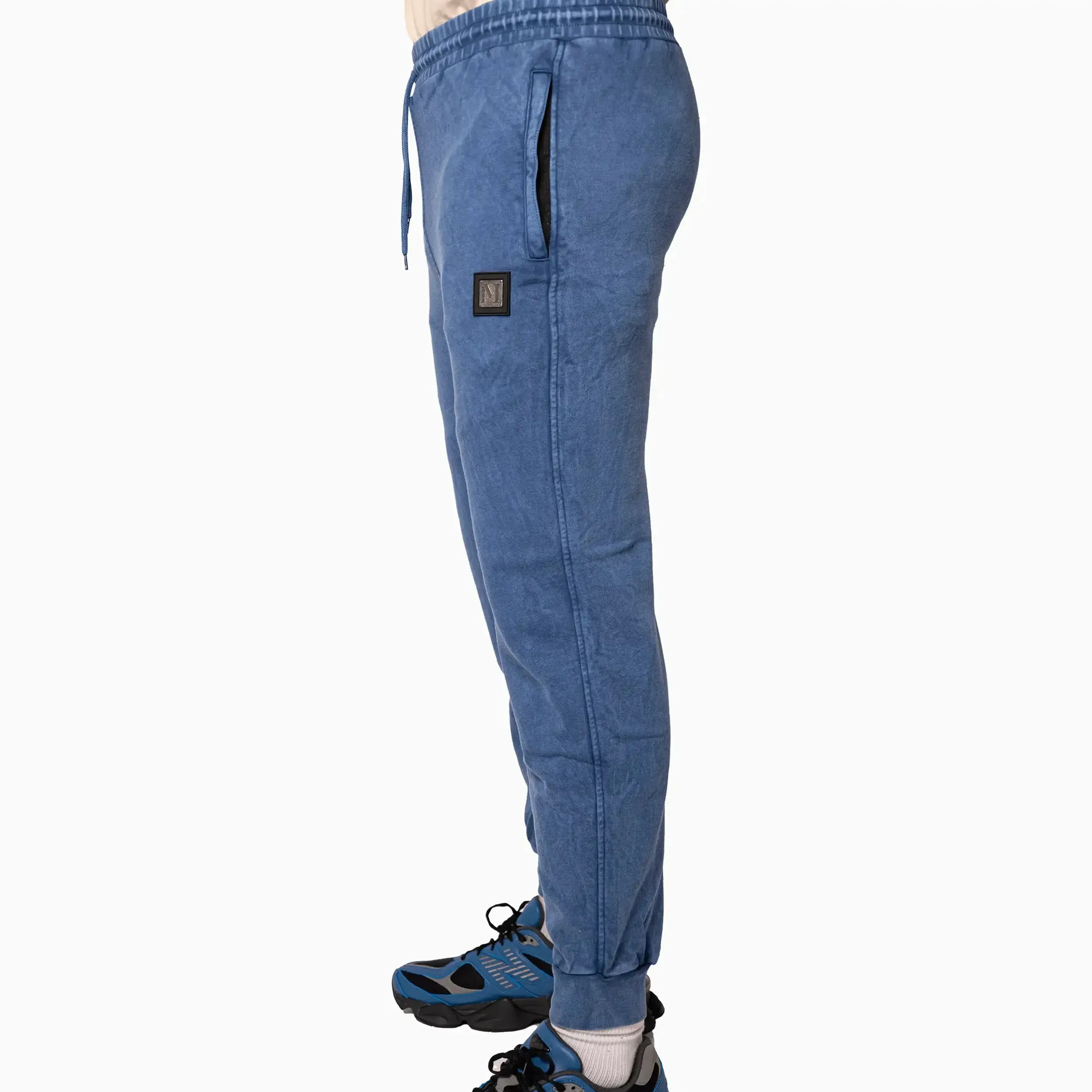 Comfortable Robust Men'S Sportswear Washed Blue Sweat Pant