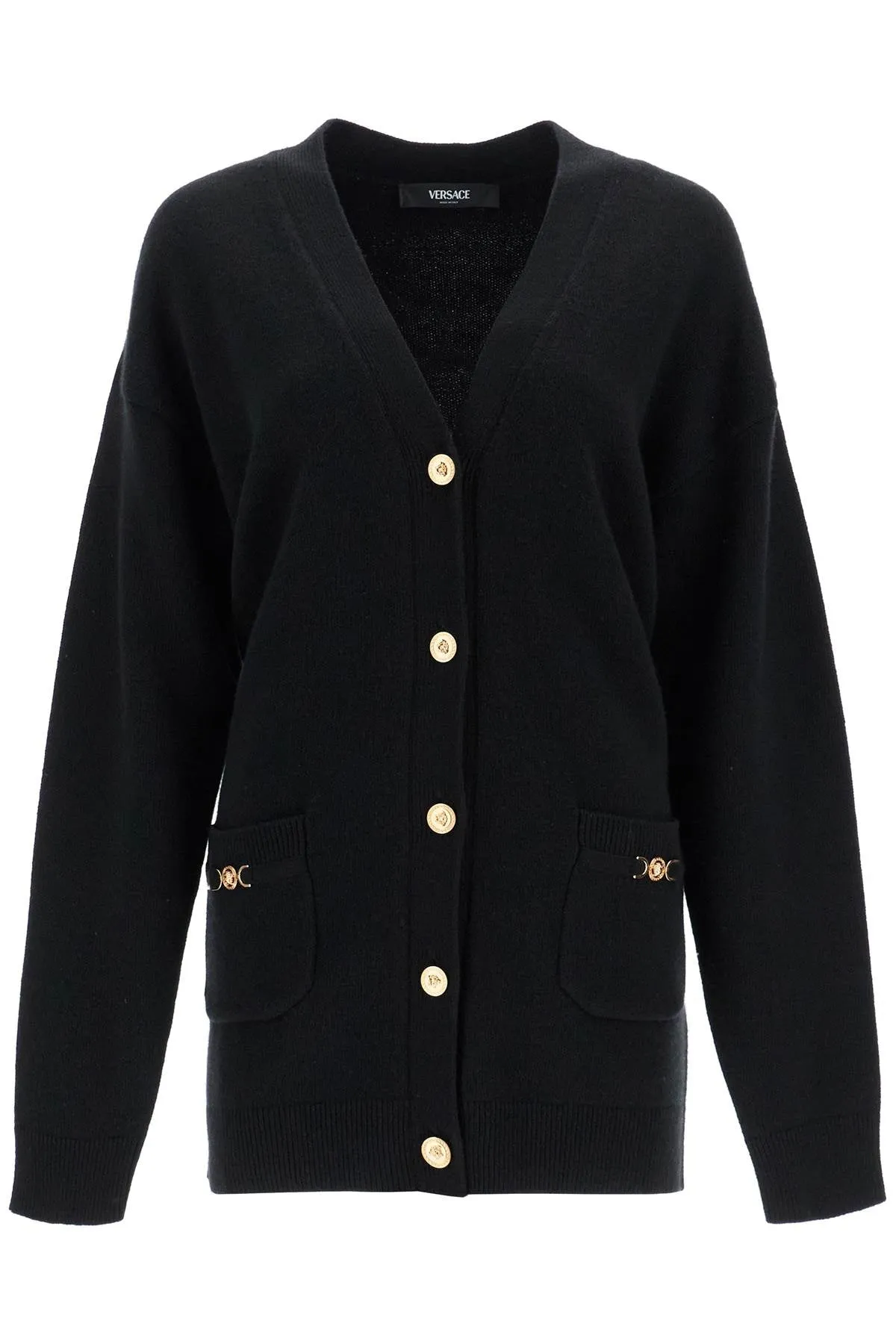 Cardigan en laine et cachemire coupé boxy pour femme Versace
