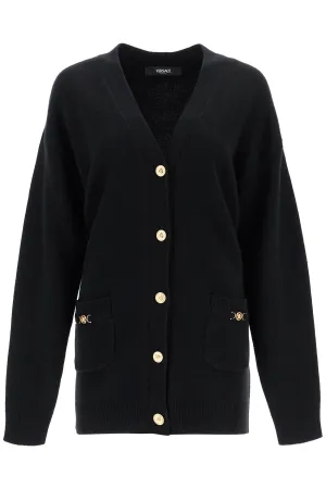 Cardigan en laine et cachemire coupé boxy pour femme Versace