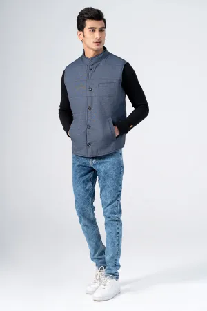 Comfortable Association Quilted Textured Jacket Navy