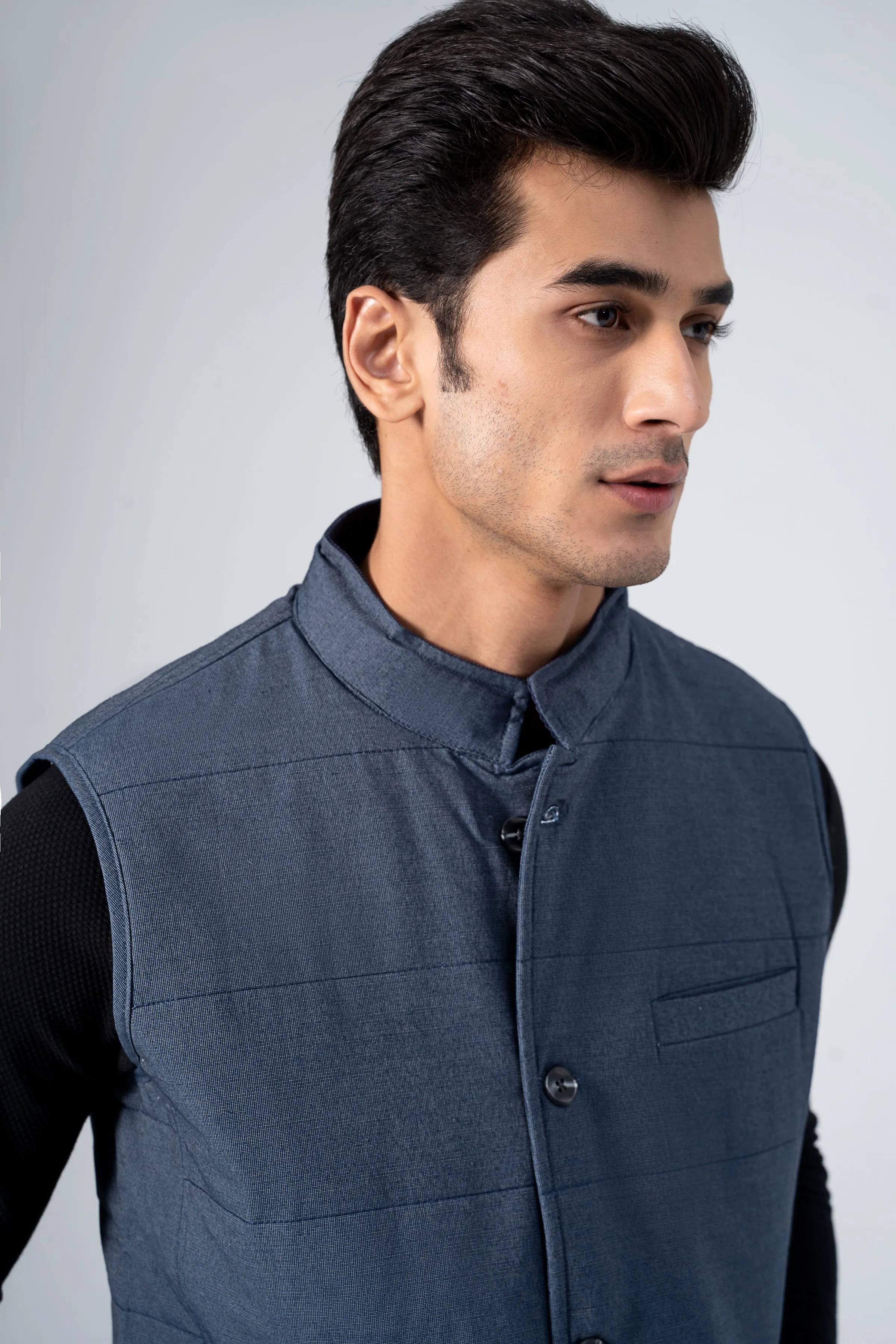 Quilted Textured Jacket Navy Comfortable And Anti Blister Design