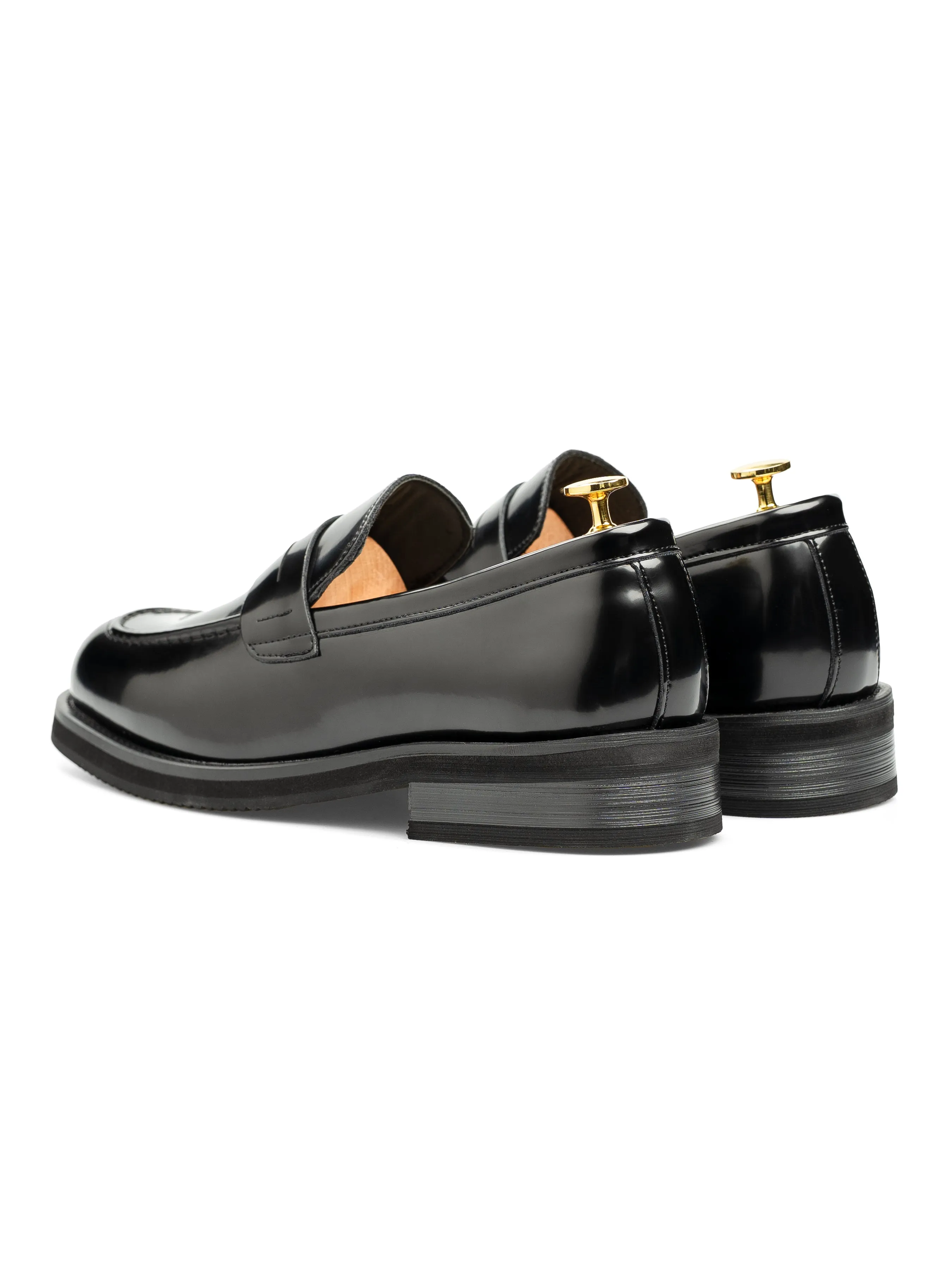 Comfortable Backstrap Comfortable Faux Denim Vincero Penny - Black Patent Leather